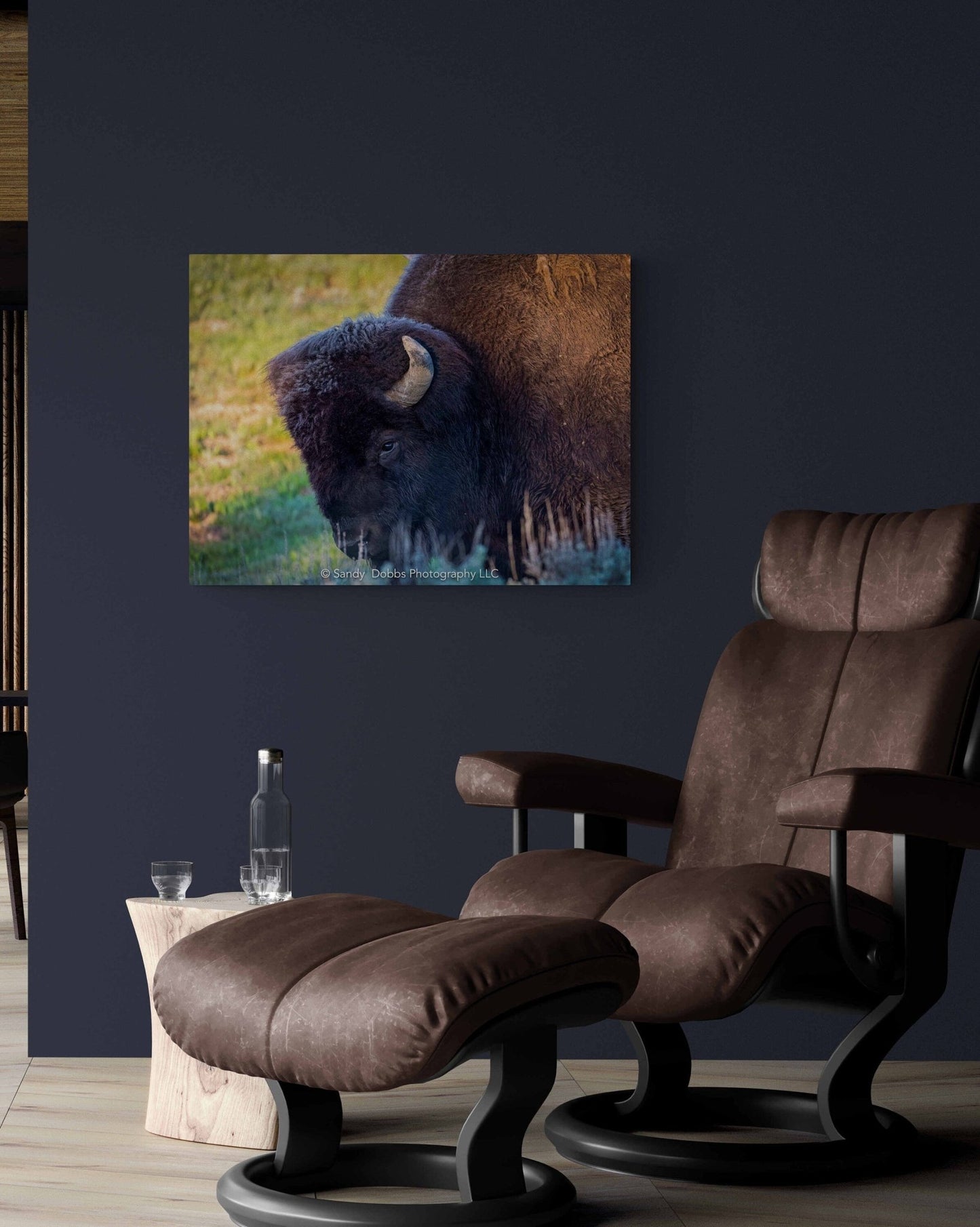 Buffalo Bull Head, Bison Canvas Print, Buffalo Closeup Photograph, Yellowstone National Park Wildlife Photography, Wildlife Wall Art Decor - SandyDobbsFineArtPhotography