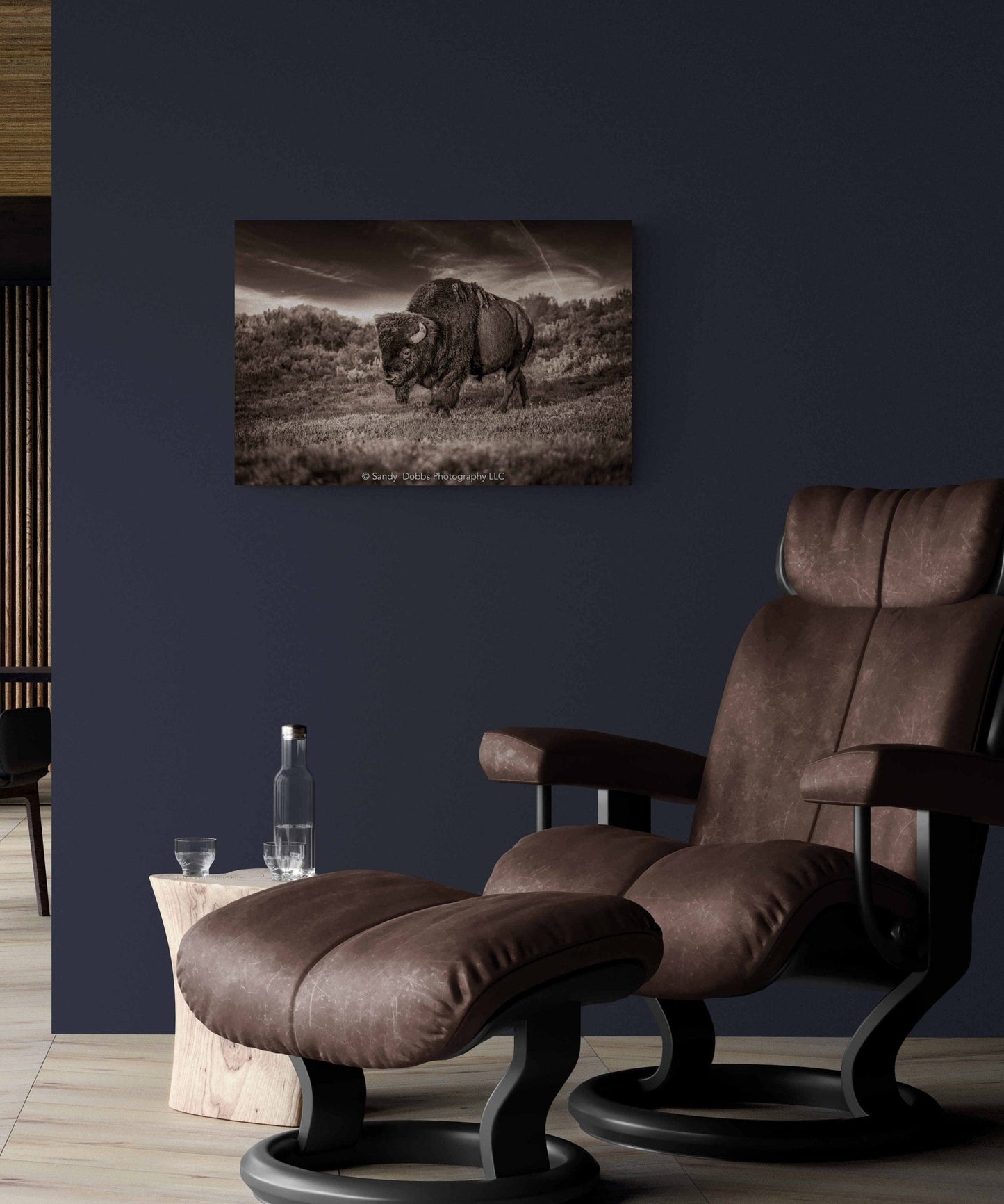 Bison Art Canvas Sepia Print, Buffalo Canvas Photograph, Yellowstone National Park Wildlife, Wildlife Wall Art Decor, Home, Living, Office - SandyDobbsFineArtPhotography