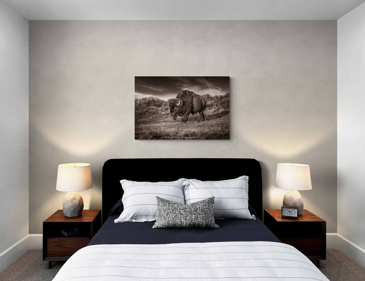 Bison Art Canvas Sepia Print, Buffalo Canvas Photograph, Yellowstone National Park Wildlife, Wildlife Wall Art Decor, Home, Living, Office - SandyDobbsFineArtPhotography