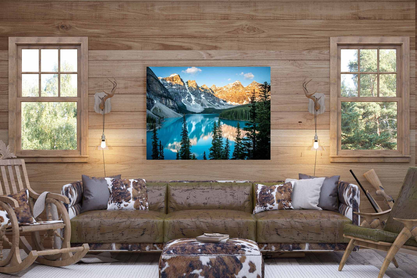 Photography Landscape Canvas Wall Art Print, Moraine Lake Sunrise, Banff National Park Canada, Made in USA, Fine Art Decor Home or Office - SandyDobbsFineArtPhotography