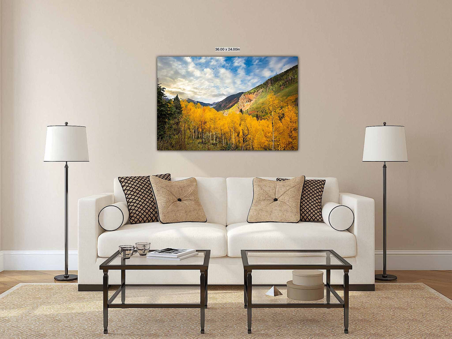 Golden Aspens on Mountain, Colorado Photography Landscape Canvas, Fine Art Wall Print, Nature Scene Fall Colors, Home Decor Made in the USA - SandyDobbsFineArtPhotography