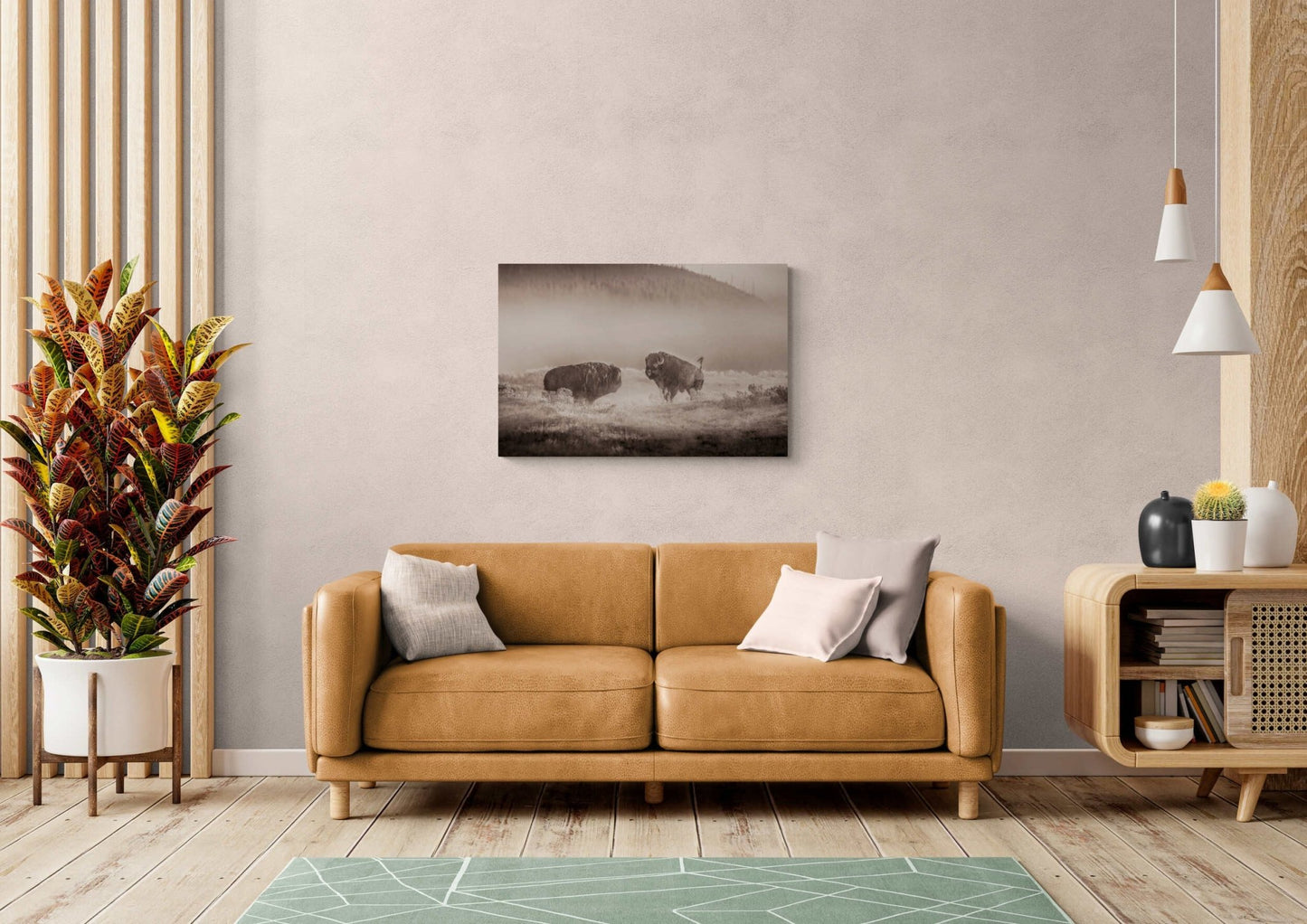 Buffalo Wall Art Print, Bison SEPIA Photograph, Yellowstone National Park Wildlife Photography, Wildlife Canvas Decor, Western Landscape - SandyDobbsFineArtPhotography