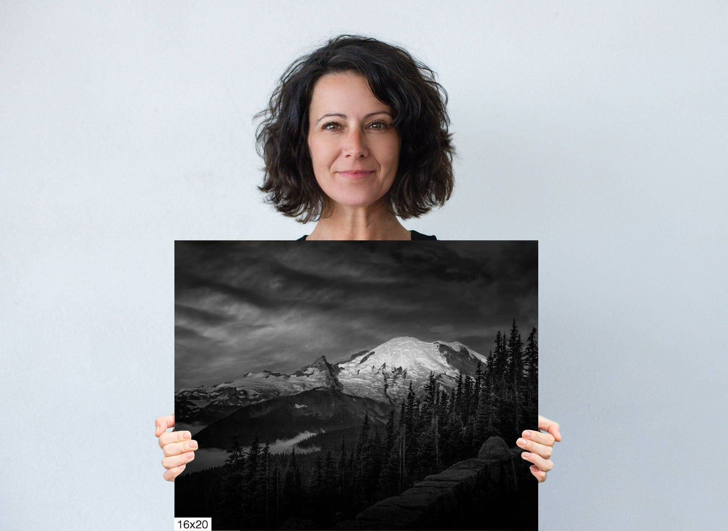 Mt Rainier Sunrise Photo Black and White Print, Mt Rainier National Park, Photography Landscape Canvas Wall Art Print, Washington Landscape - SandyDobbsFineArtPhotography