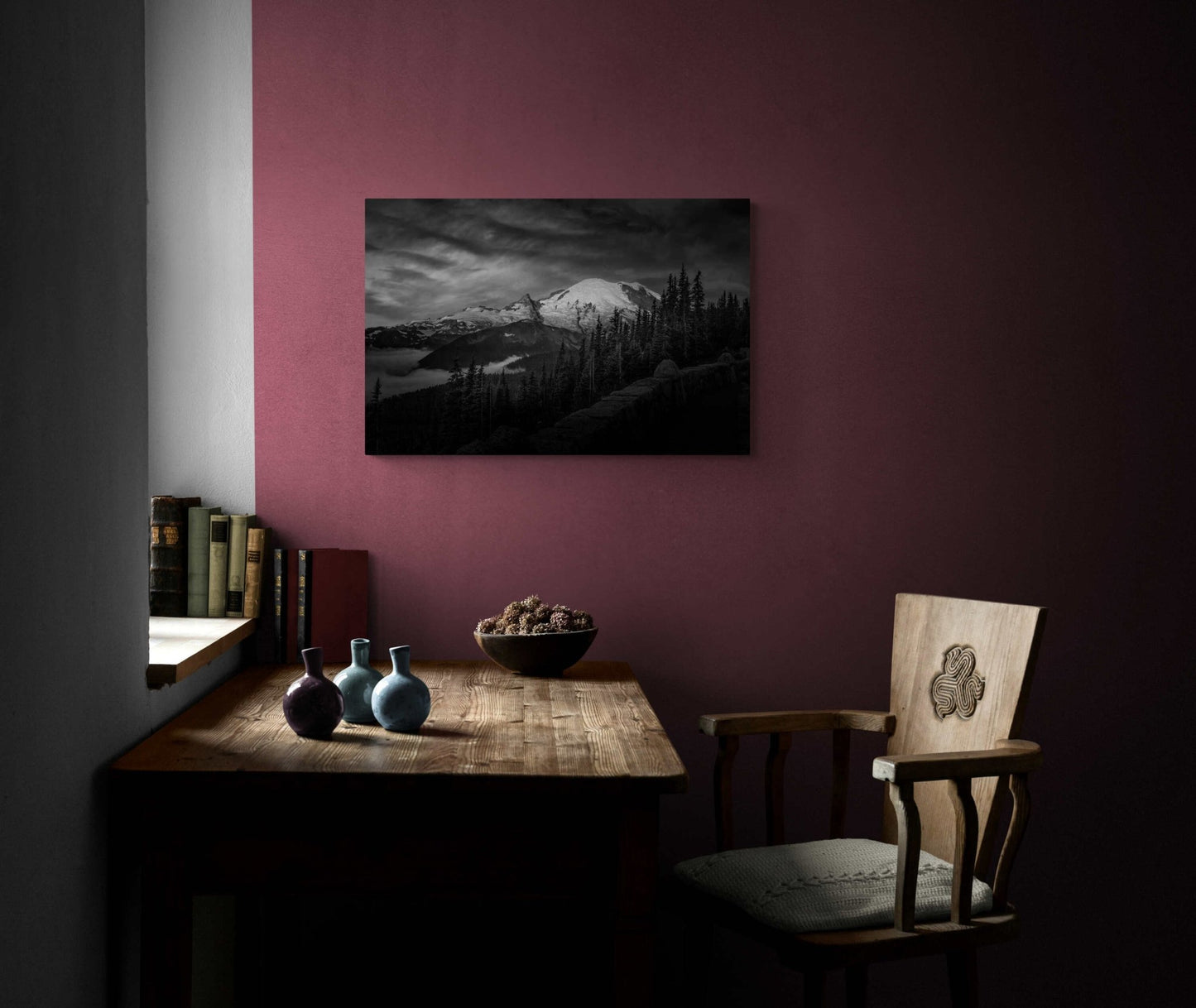 Mt Rainier Sunrise Photo Black and White Print, Mt Rainier National Park, Photography Landscape Canvas Wall Art Print, Washington Landscape - SandyDobbsFineArtPhotography