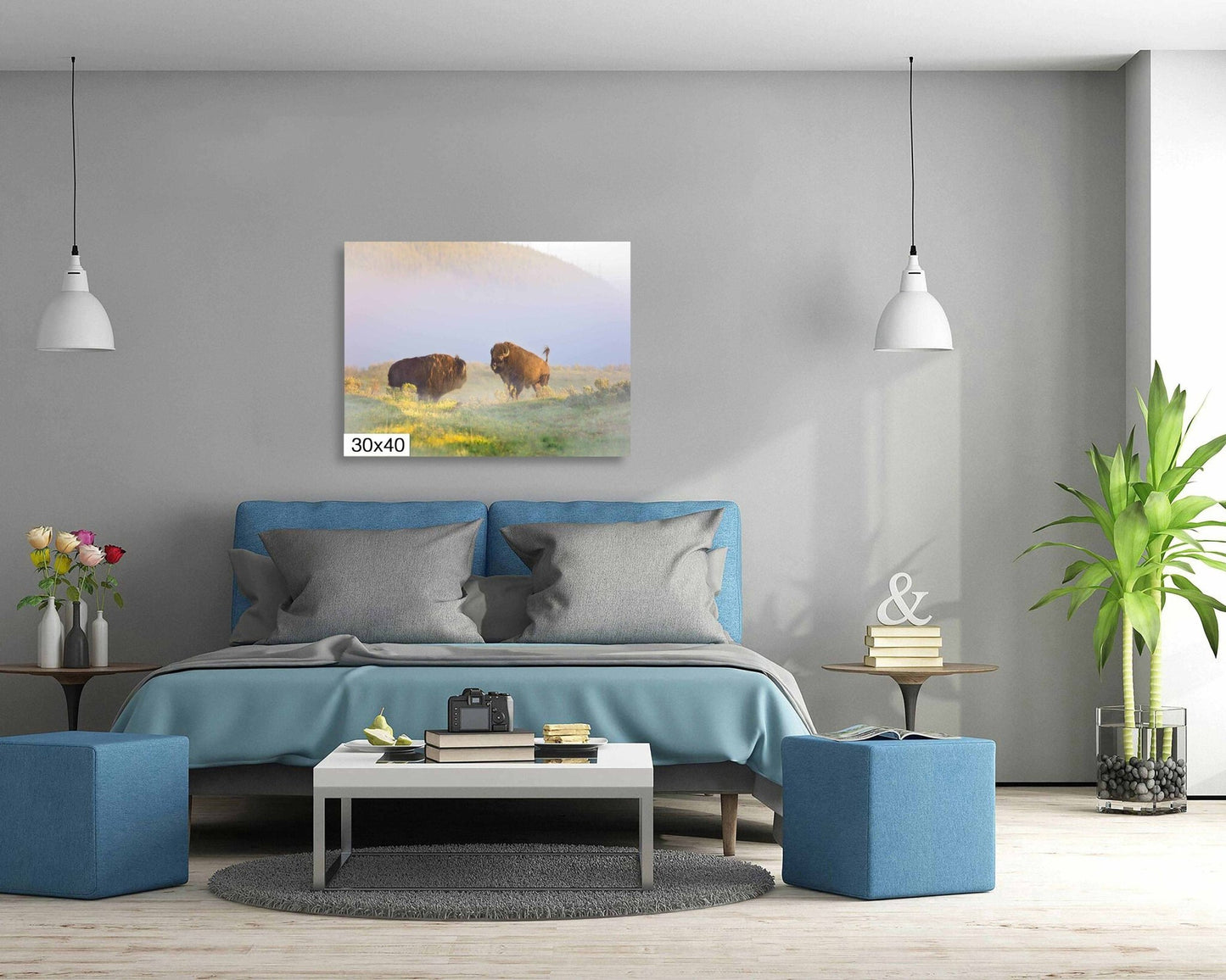 Buffalo Wall Art Print, Bison Photograph, Yellowstone National Park Wildlife Photography, Wildlife Canvas Decor, Western Landscape - SandyDobbsFineArtPhotography