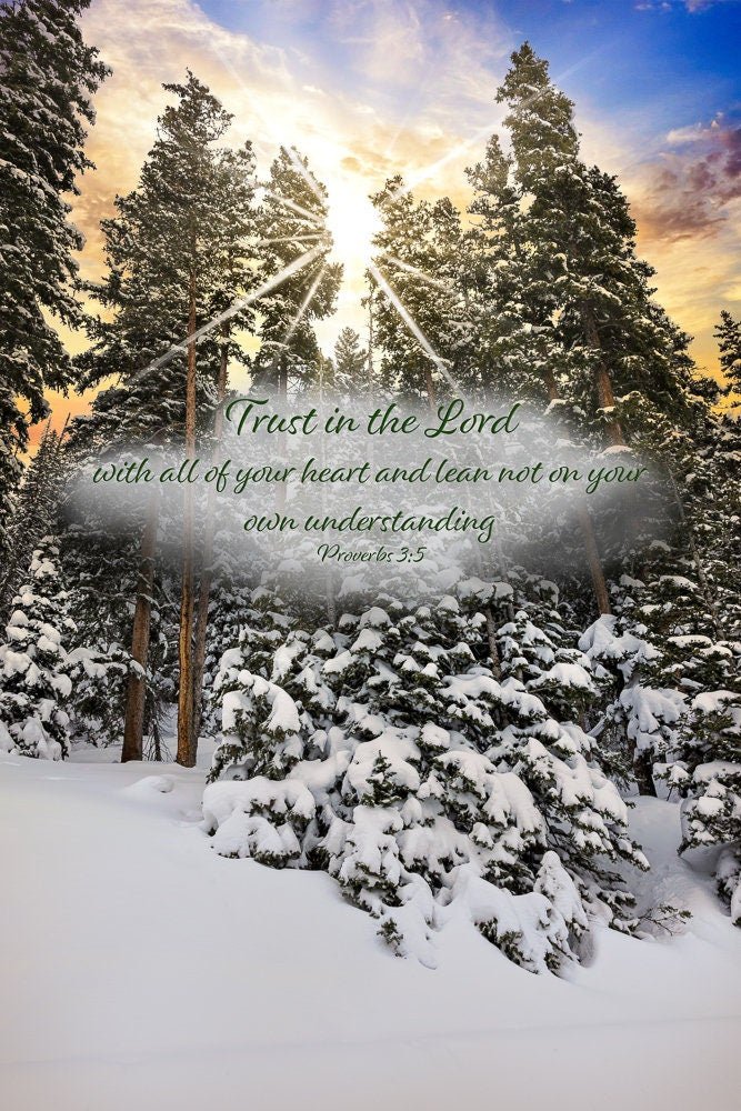 Proverbs 3:5, Christian Inspirational Wall Art, Scripture Wall Canvas, Trust in the Lord, Colorado Landscape Photography, Customization - SandyDobbsFineArtPhotography