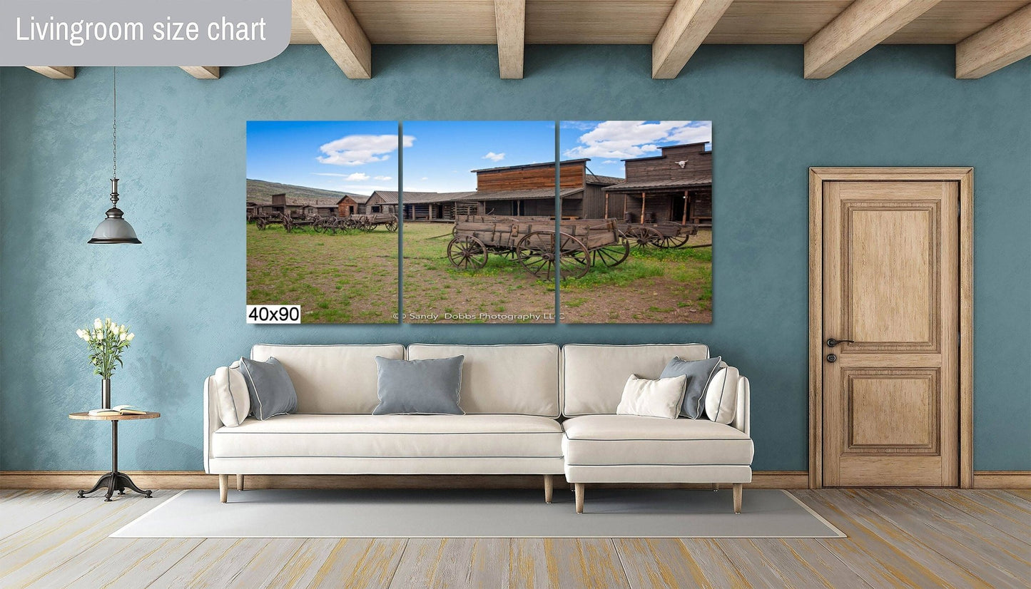 Old West Ghost Town Photography Decor, Old Wagons Wyoming Photo, Wrapped Canvas Print, Rustic Style, Cowboy Art, Western Art Wall Pictures - SandyDobbsFineArtPhotography