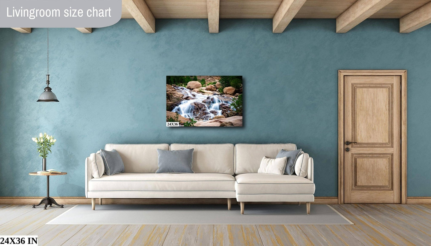 Alluvial Fan Waterfall, Rocky Mountain National Park Photo Canvas, Landscape Wall Art, Mountain Scene Decor for Home or Office - SandyDobbsFineArtPhotography