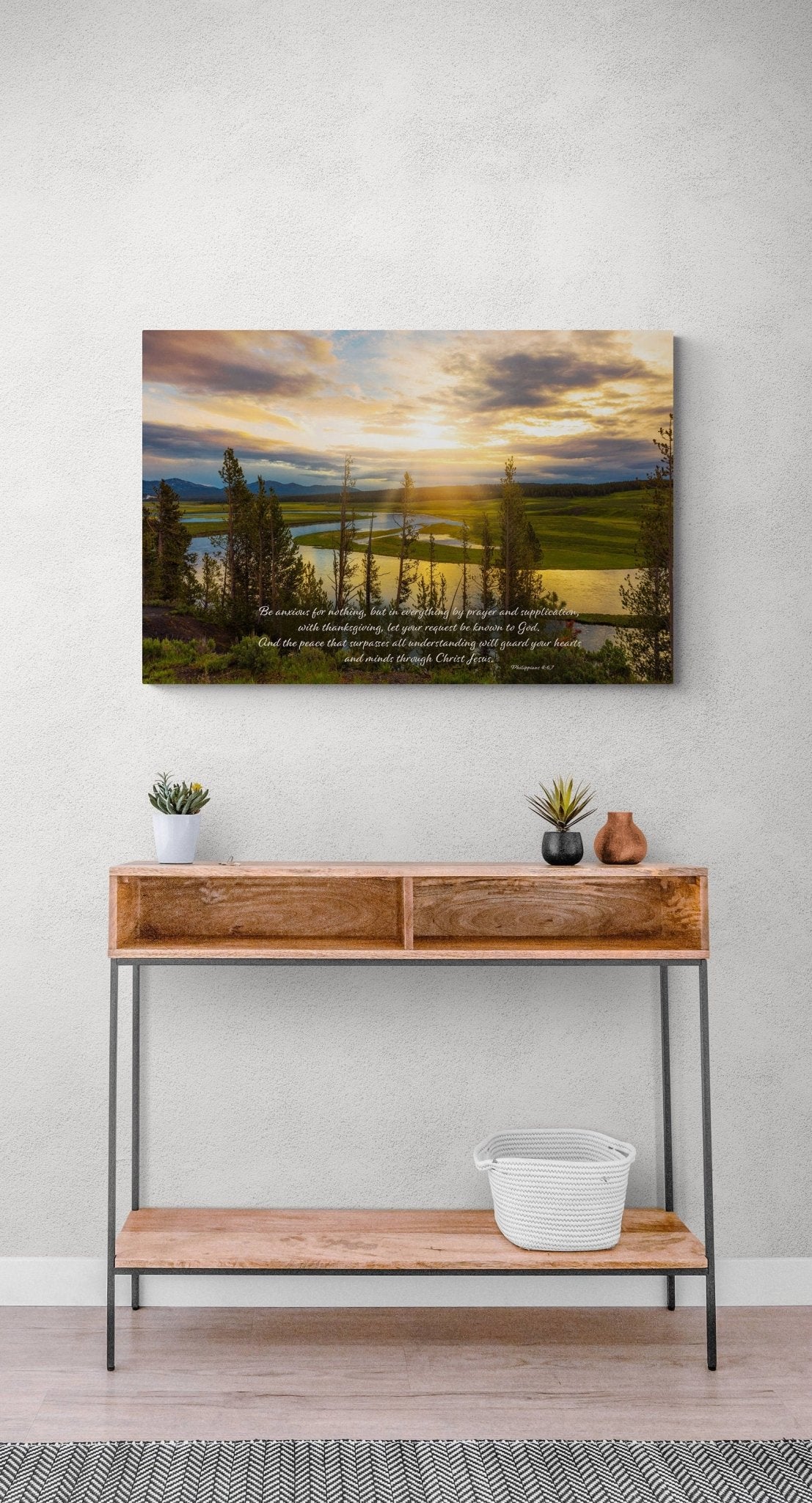 Philippians 4:6 - 7, Christian Inspirational Wall Art, Scripture Wall Canvas, Yellowstone Photography, Customize, Religious Wall Decor - SandyDobbsFineArtPhotography