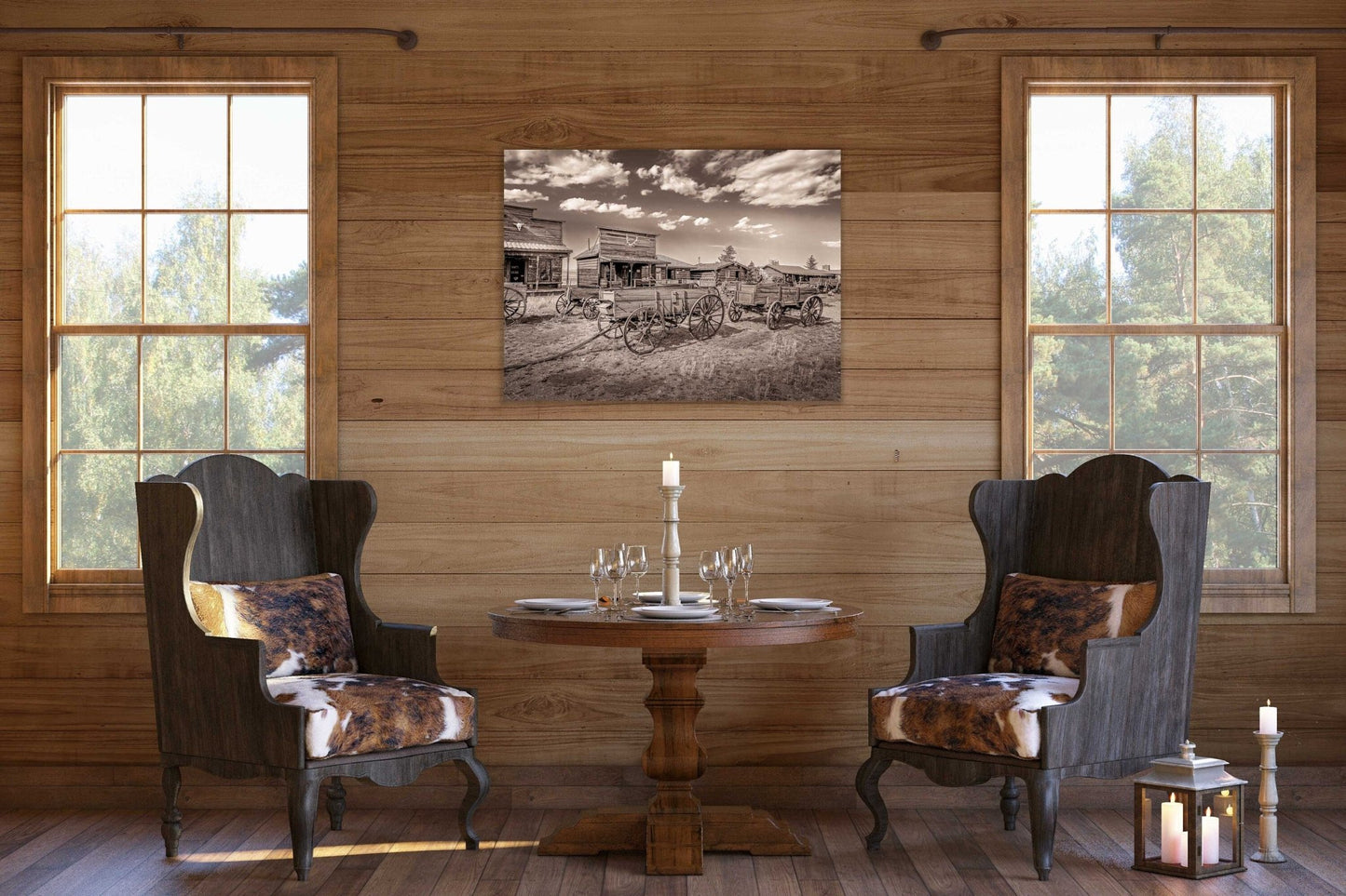Old Wagons Wyoming Photo, Black and White, Sepia, Western Ghost Town Photography Decor, Rustic Style, Cowboy Art, Western Wall Canvas, Cody - SandyDobbsFineArtPhotography