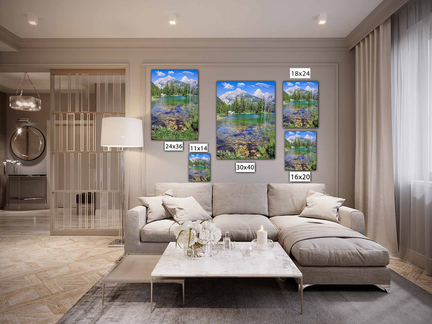 Taggart Lake Grand Teton National Park, Vertical Mountain Lake Reflection Photo Canvas, Wyoming Landscape Wall Art Prints, Photography Decor - SandyDobbsFineArtPhotography