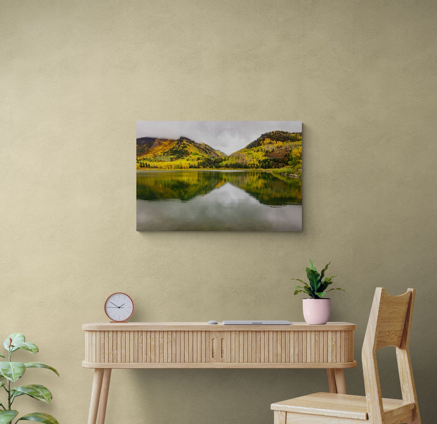 Beaver Lake Autumn Fall Reflection, Aspens in Marble Photo Print, Colorado Autumn Landscape Canvas Wall Art, Mountain Scene Decor for Home - SandyDobbsFineArtPhotography