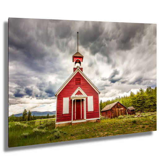 Old red country schoolhouse or church 