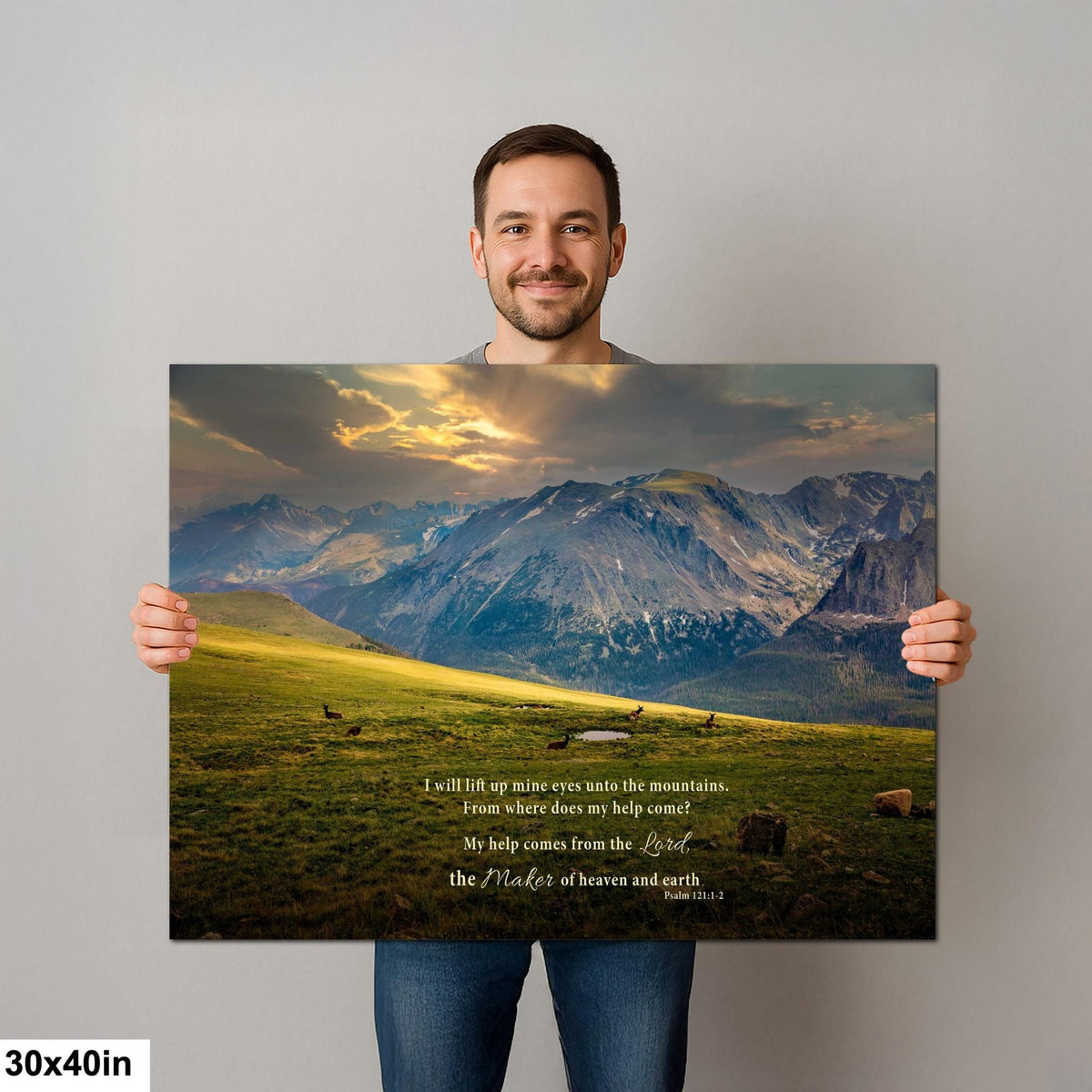 Psalm 121 Christian Wall Art, Bible Verse, Trail Ridge Road Rocky Mountain National Park Colorado, Elk at Sunset - SandyDobbsFineArtPhotography