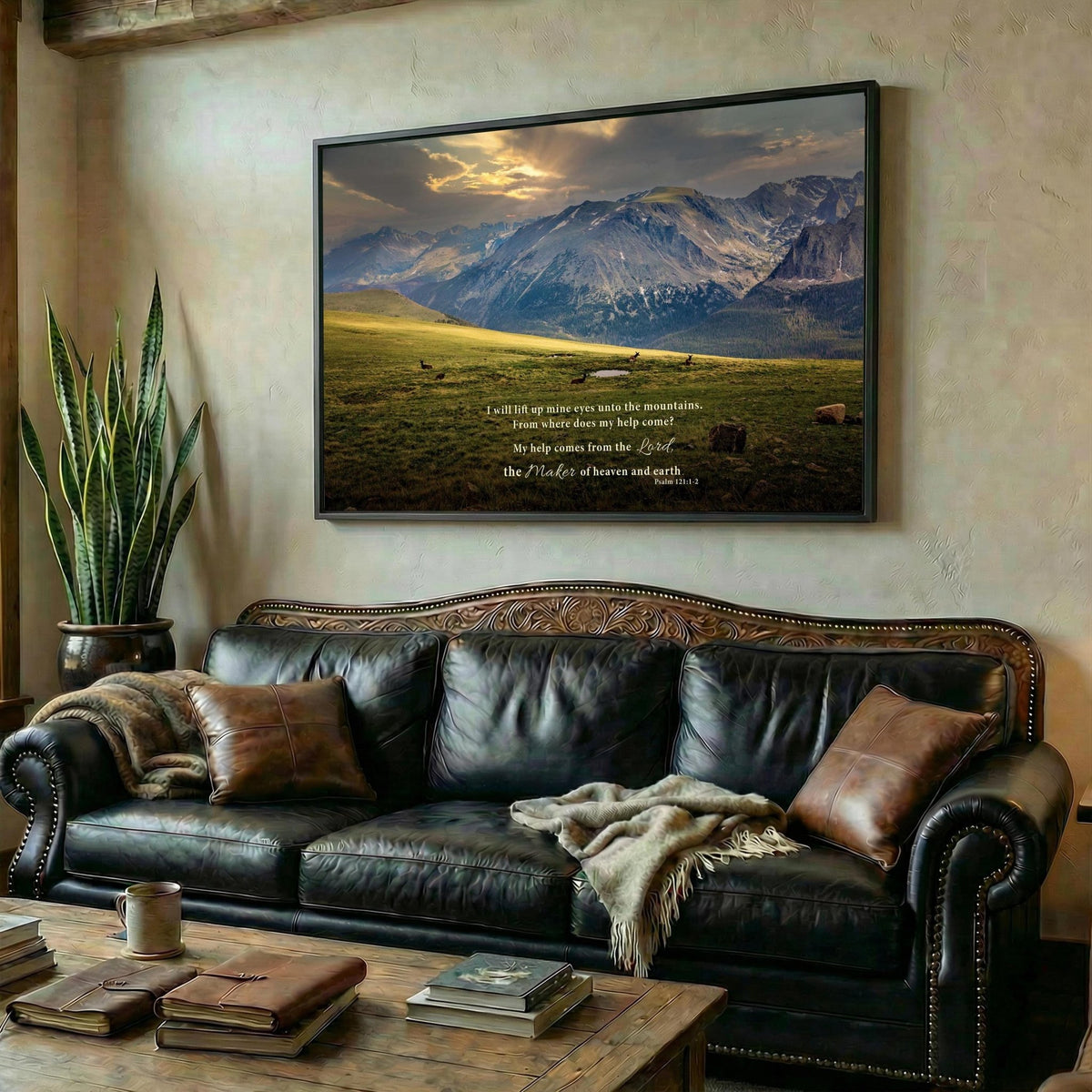 Psalm 121 Christian Wall Art, Bible Verse, Trail Ridge Road Rocky Mountain National Park Colorado, Elk at Sunset - SandyDobbsFineArtPhotography