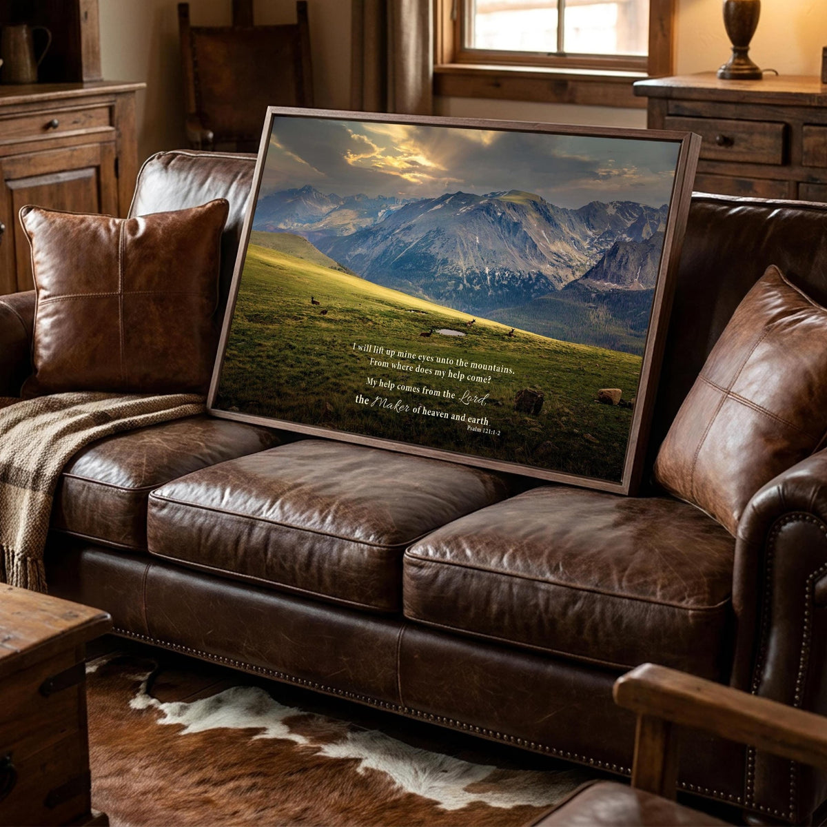 Psalm 121 Christian Wall Art, Bible Verse, Trail Ridge Road Rocky Mountain National Park Colorado, Elk at Sunset - SandyDobbsFineArtPhotography