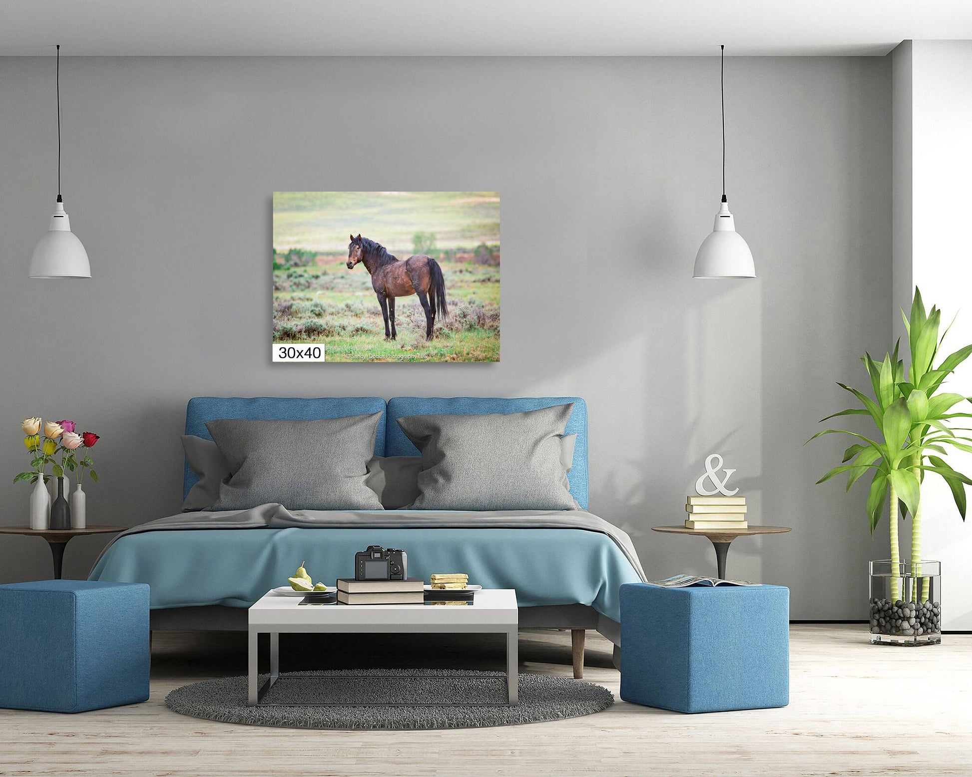 Wild Stallion, Wild Horse Wall Art, Wild Mustang, Wyoming Wildlife Canvas Wall Art Prints, Decor for Home ,Living Room, Bedroom, Office