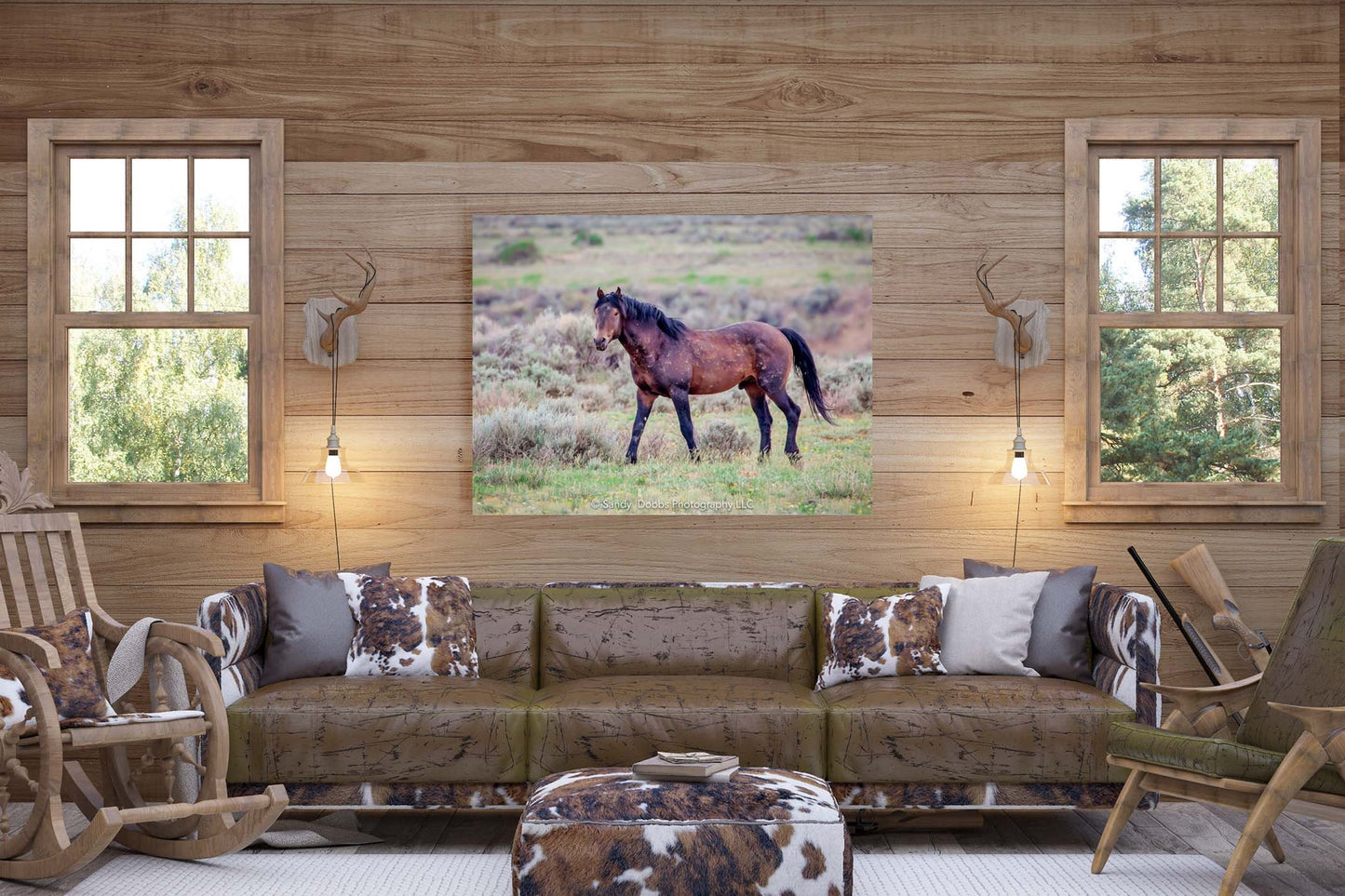 Wild Horse Wall Art Print, Wild Horse Photos, Wyoming Wildlife Canvas Prints, Cowboy Old West Decor for Home, Living Room, Bedroom, Office,