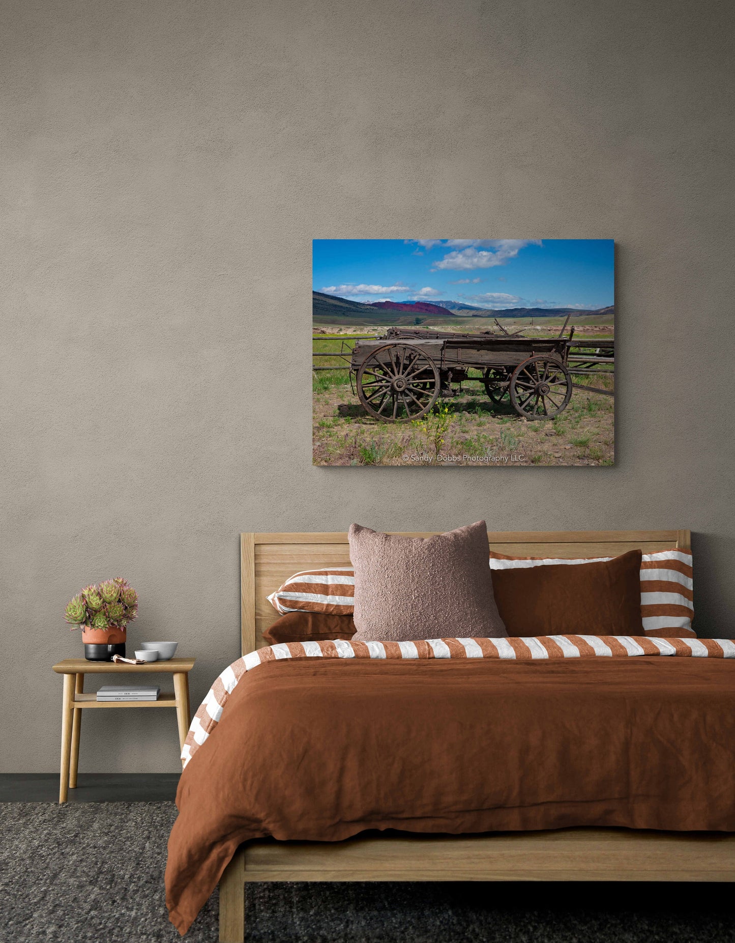 Old Wagon Photo, Western Landscape Wall Art Picture, Old West Ghost Town, Wyoming Photography Decor, Rustic Cowboy Style, Wrapped Canvas