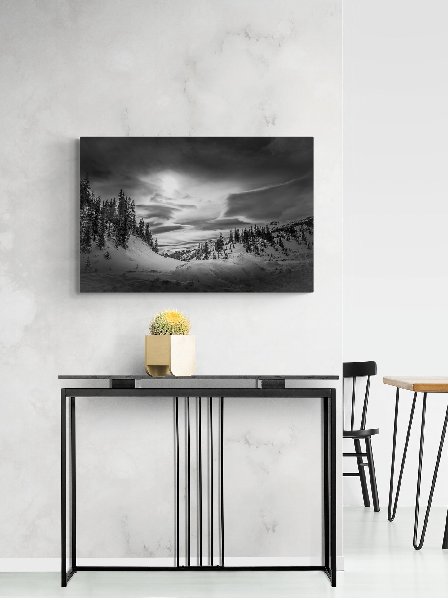 Dreamy Colorado Winter, Black White Print, Epic Snow Storm Sky, Rocky Mountain Landscape, Dramatic Canvas Wall Art, Majestic Mountain Scene