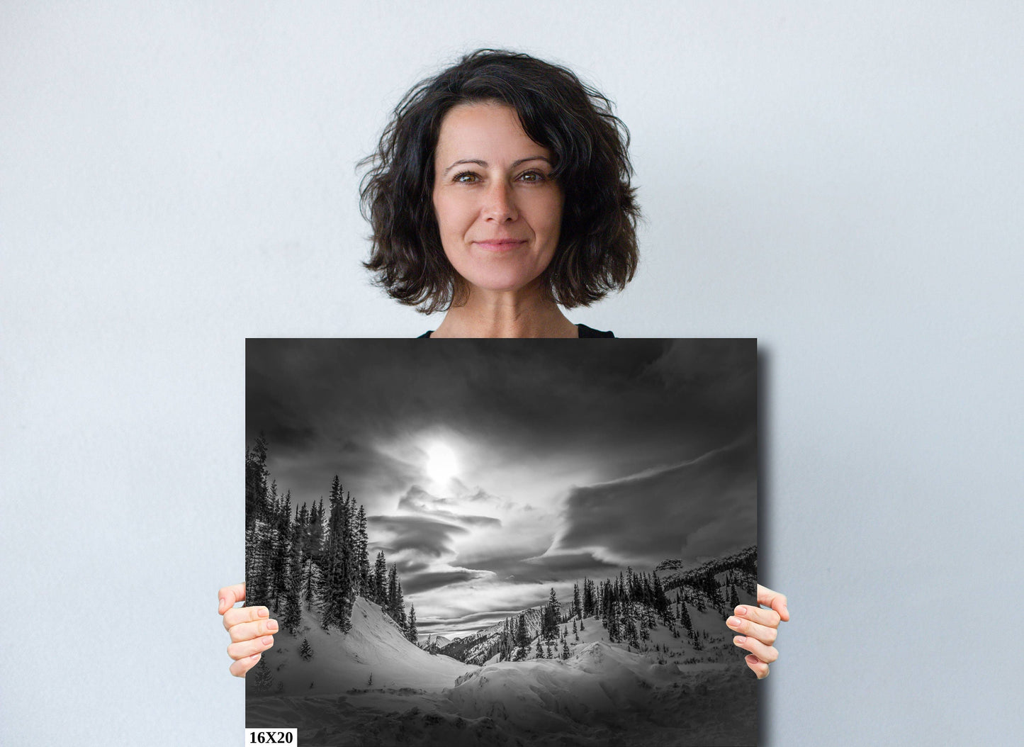 Dreamy Colorado Winter, Black White Print, Epic Snow Storm Sky, Rocky Mountain Landscape, Dramatic Canvas Wall Art, Majestic Mountain Scene