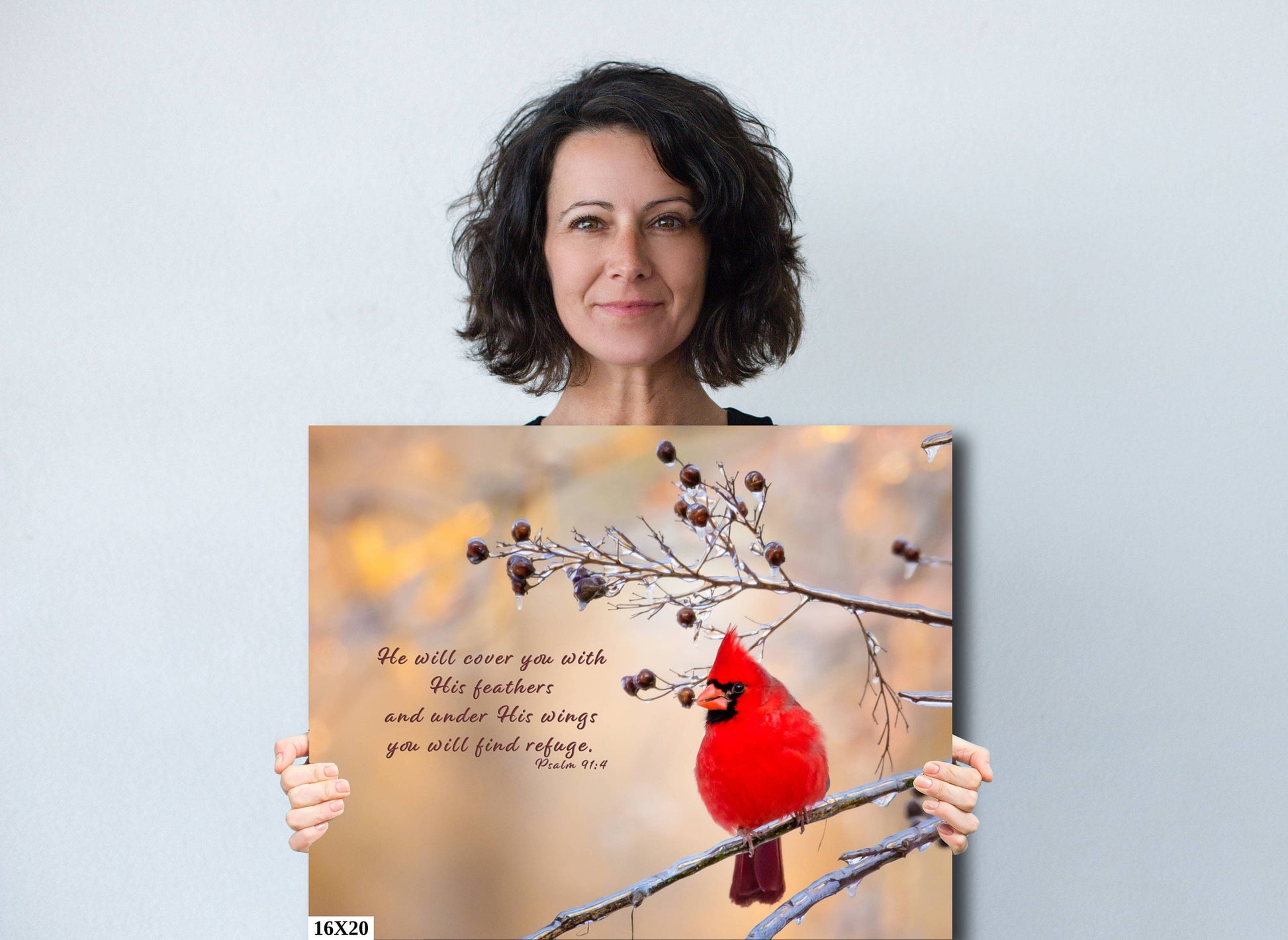 Job 12:10 Red Cardinal Bible Verse, Cardinal Scripture Canvas, Christian Inspirational Wall Art, In His Hand is the Soul of Every Living