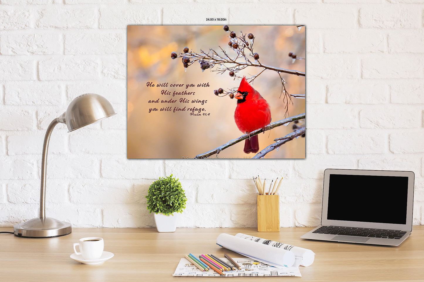 Job 12:10 Red Cardinal Bible Verse, Cardinal Scripture Canvas, Christian Inspirational Wall Art, In His Hand is the Soul of Every Living