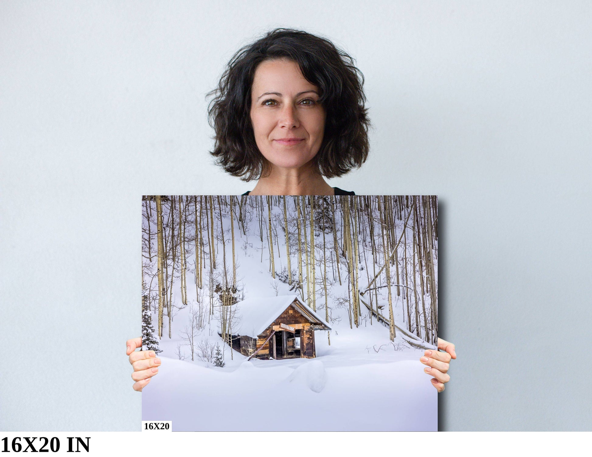 Rustic Cabin in Snowy Woods, Winter Landscape Photo, Aspen Winter Forest, Colorado Winter Print, Rocky Mountain Scenery, Winter Aspens Art