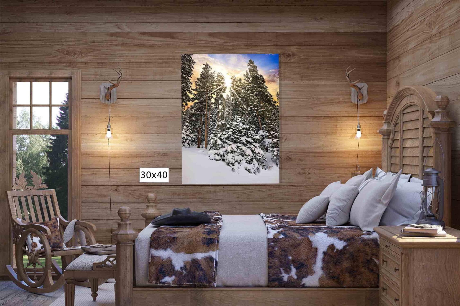 Snowy Sunset Photo, Snowy Winter Landscape Canvas, Dreamy Winter Trees, Colorado Winter Print, Rocky Mountain Scenery, Winter Storm Art