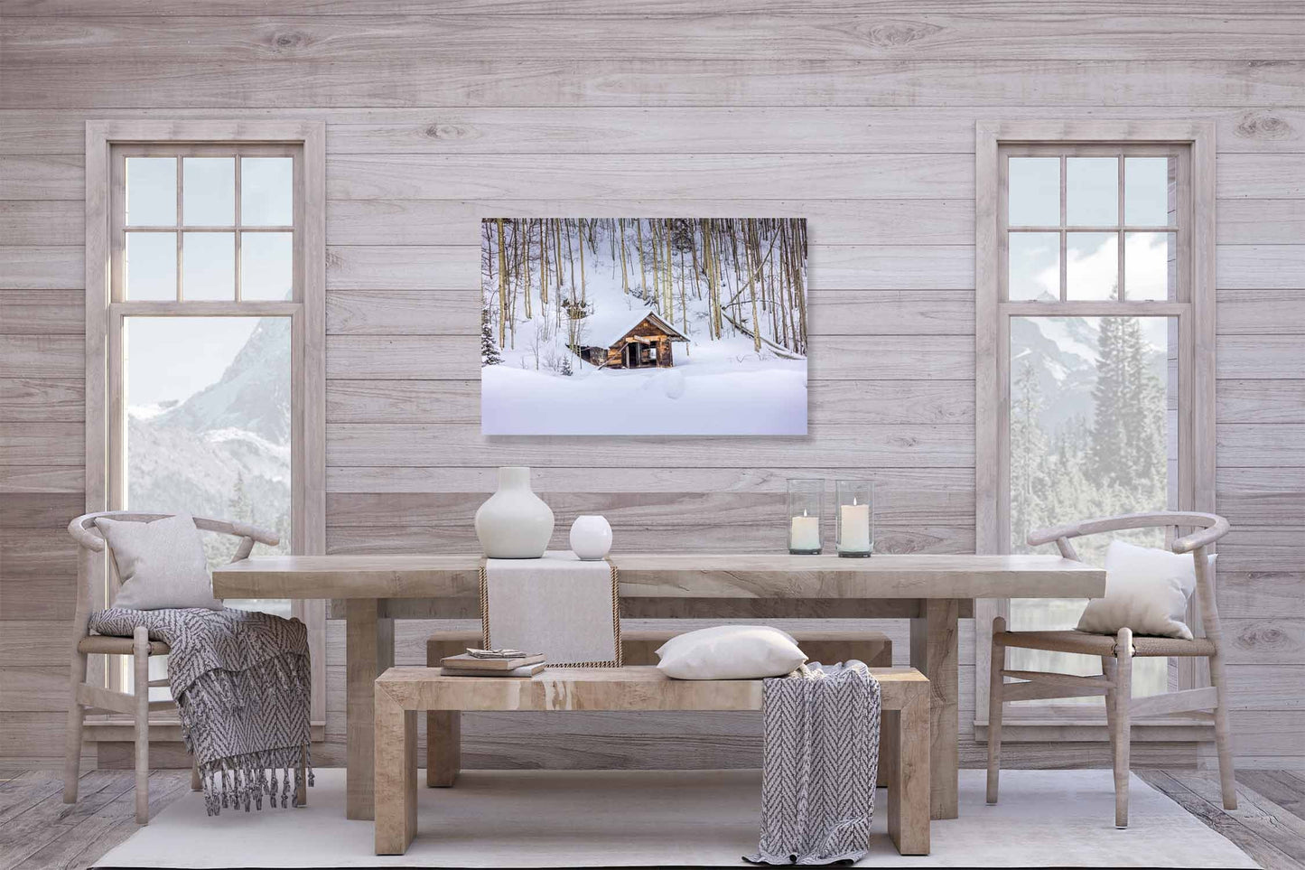 Rustic Cabin in Snowy Woods, Winter Landscape Photo, Aspen Winter Forest, Colorado Winter Print, Rocky Mountain Scenery, Winter Aspens Art