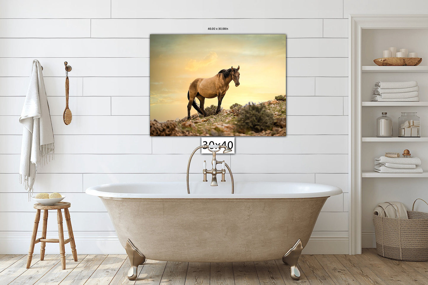 Wild Horse Wall Art Print, Wild Mustang Photos, Wyoming Wildlife Canvas Prints, Cowboy Old West Decor for Home, Living Room, Bedroom Office,