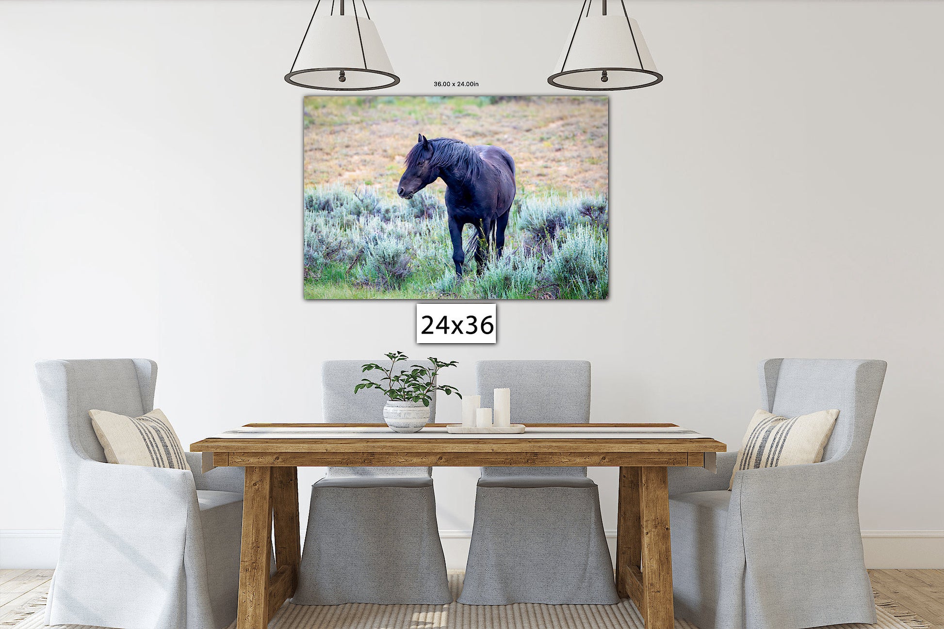 Wild Black Stallion Photo, Wild Horse Wall Art Print, Wyoming Wildlife Canvas Prints, Mustang, Cowboy Old West Decor for Home and Office,