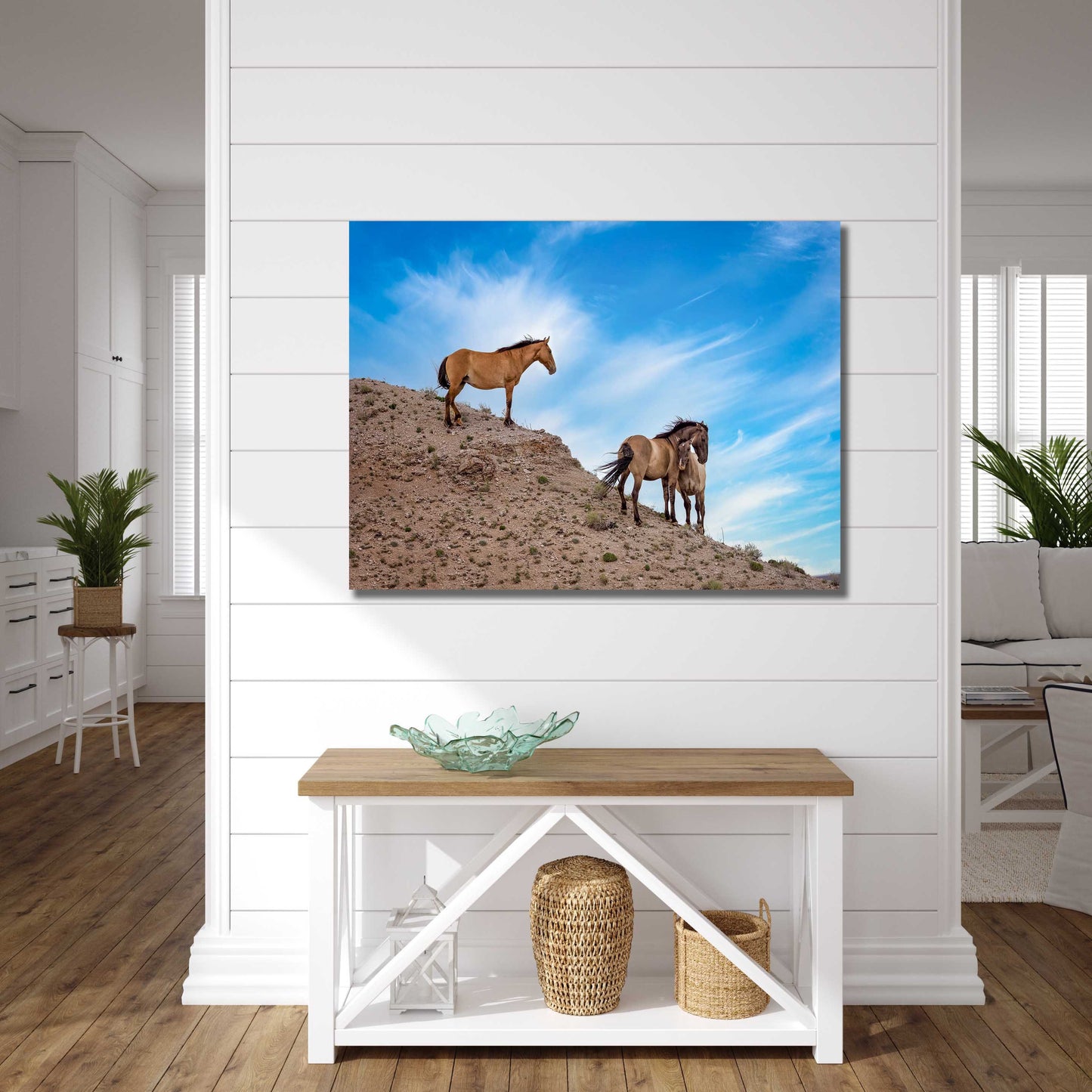 Wild Horses Wall Art Print, Wild Mustang Photo, Wyoming Wildlife Canvas Prints, Cowboy Old West Decor for Home, Living Room, Bedroom Office