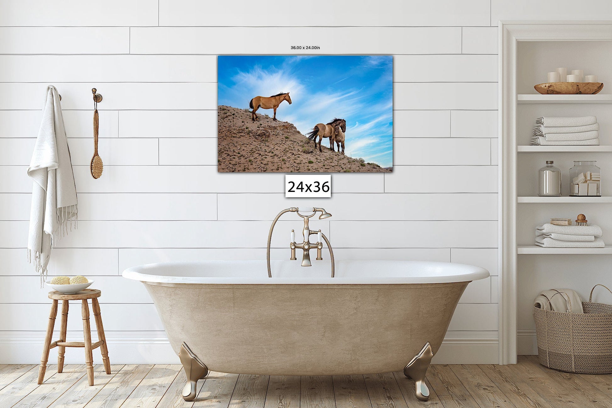 Wild Horses Wall Art Print, Wild Mustang Photo, Wyoming Wildlife Canvas Prints, Cowboy Old West Decor for Home, Living Room, Bedroom Office