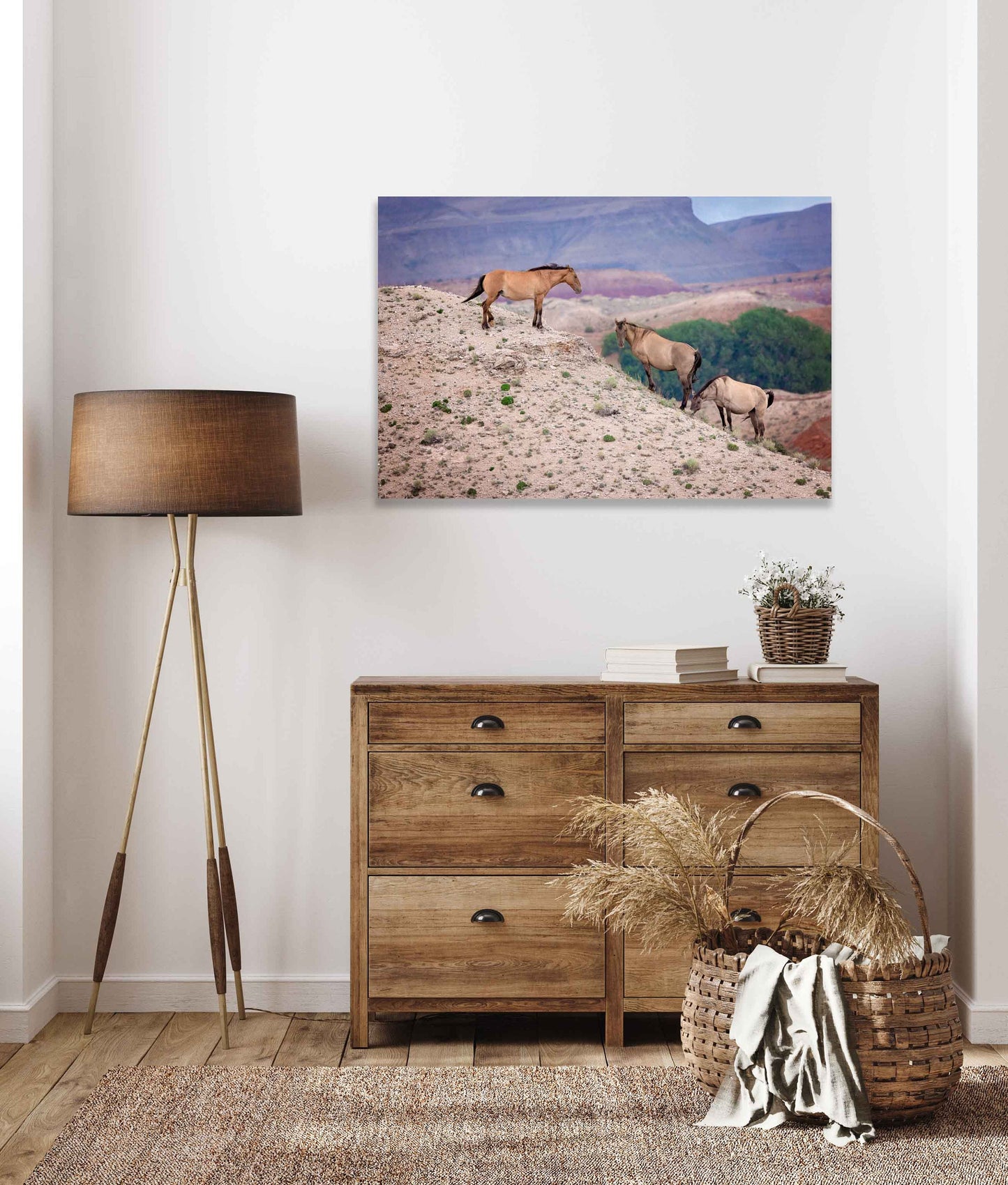 Wild Horses Wall Art Print, Wild Mustang Photo, Wyoming Wildlife Canvas Prints, Cowboy Old West Decor for Home, Living Room, Bedroom Office