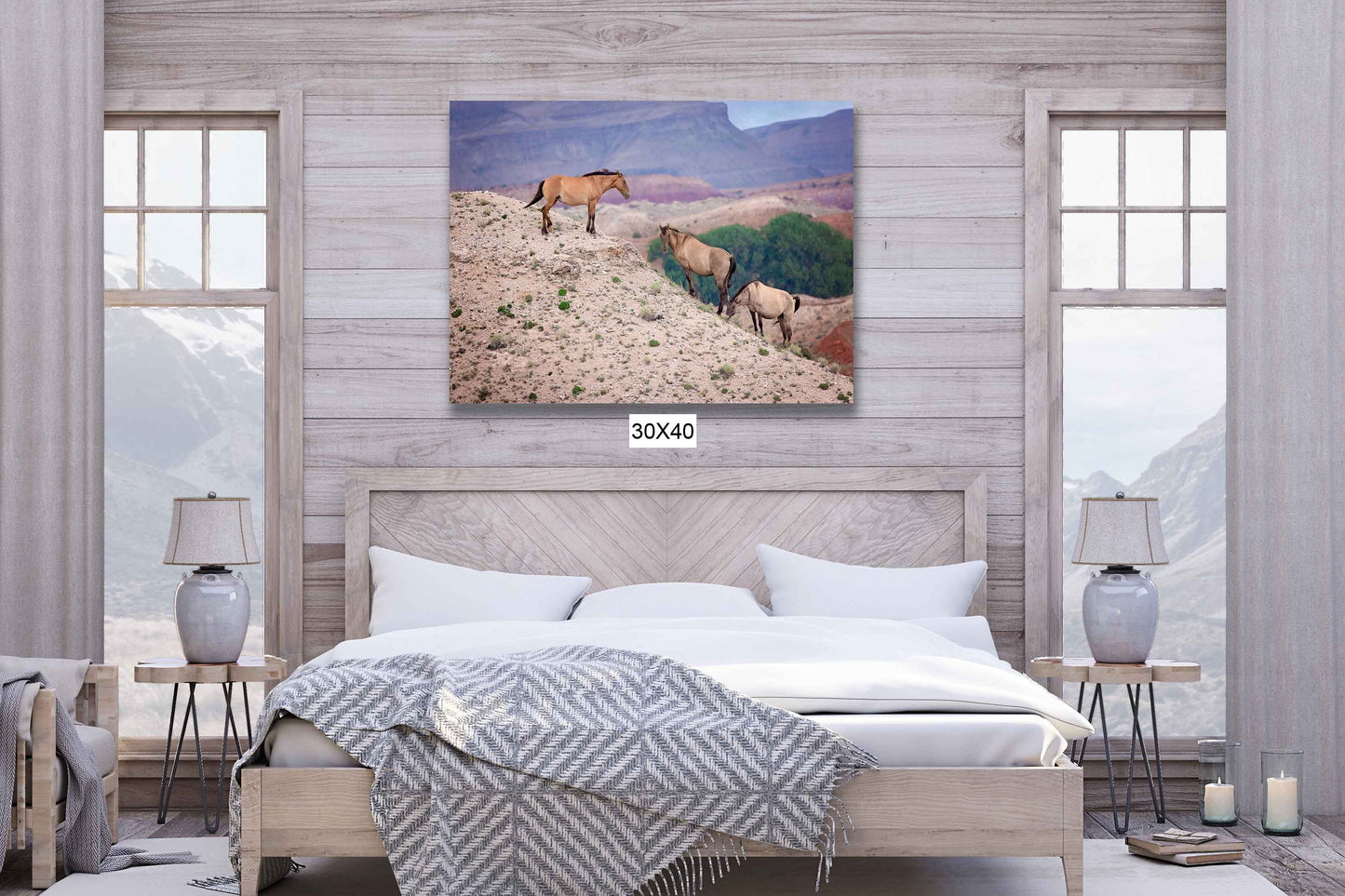 Wild Horses Wall Art Print, Wild Mustang Photo, Wyoming Wildlife Canvas Prints, Cowboy Old West Decor for Home, Living Room, Bedroom Office