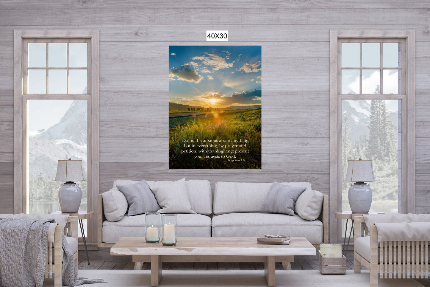 Philippians 4:6 Yellowstone Photography, Christian Inspirational Wall Art, Scripture Wall Canvas, Customize, Religious Home Wall Decor,