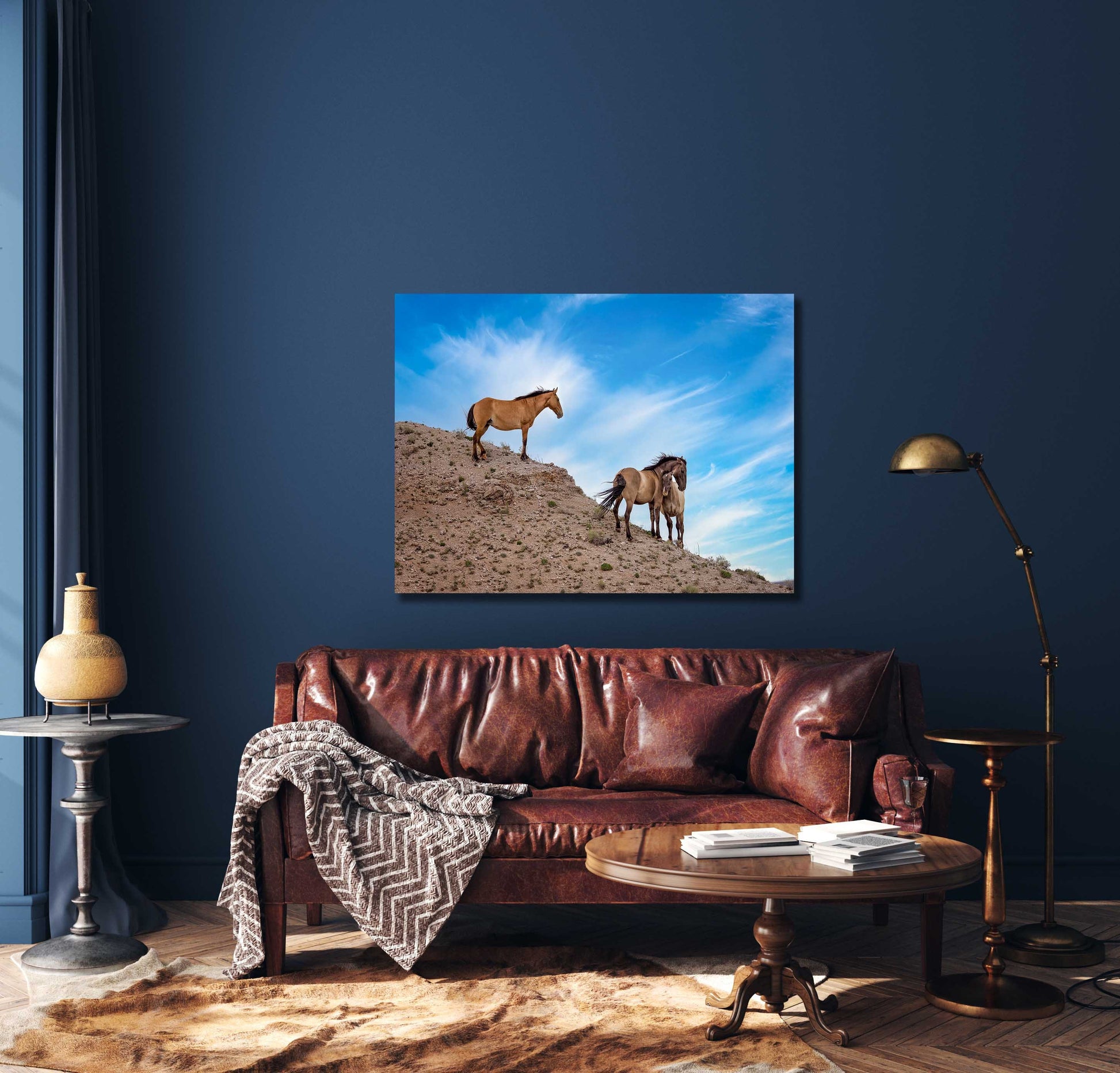 Wild Horses Wall Art Print, Wild Mustang Photo, Wyoming Wildlife Canvas Prints, Cowboy Old West Decor for Home, Living Room, Bedroom Office