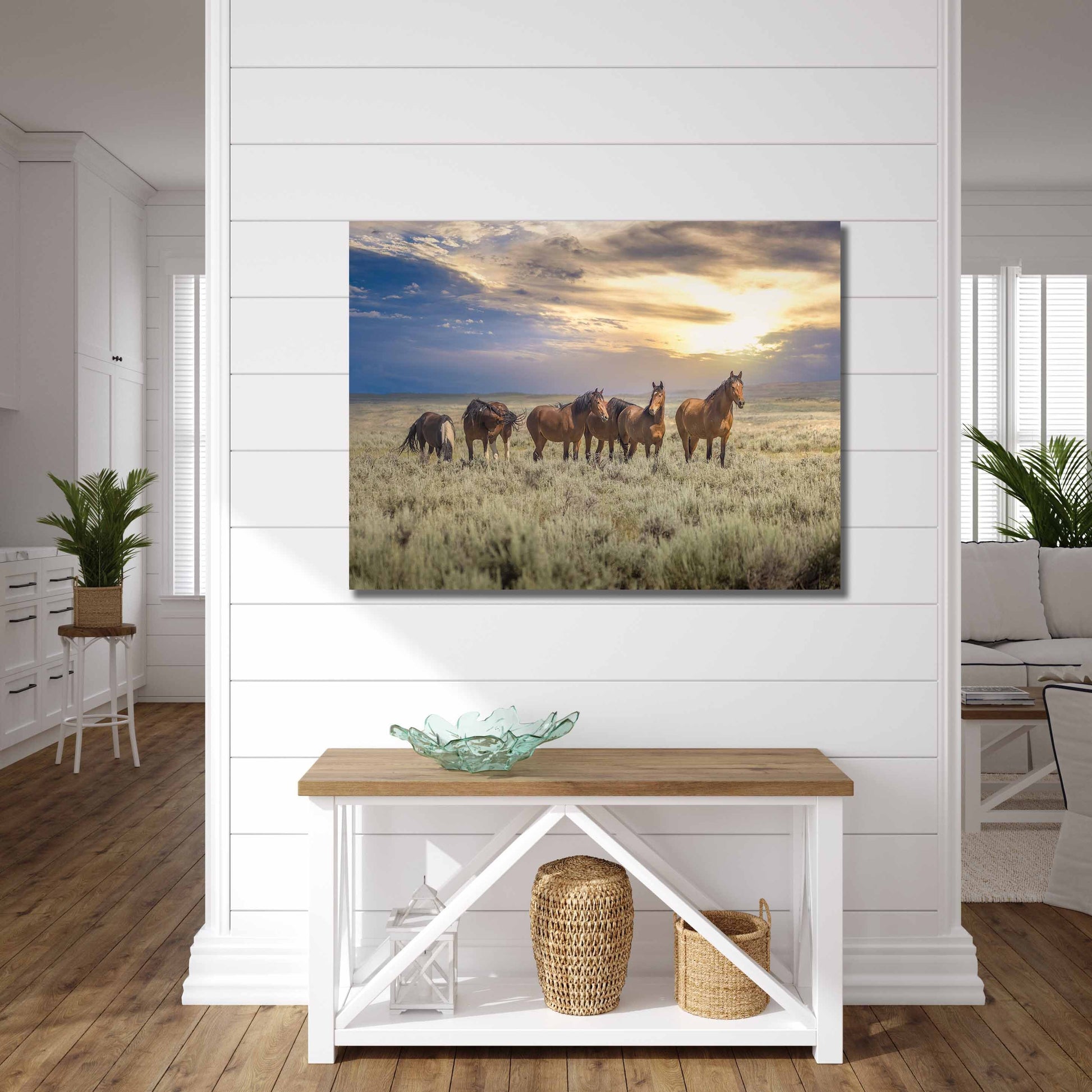 Wyoming Wild Horses Acrylic or Metal Photo Print, Yellowstone National Park Wildlife Photography, Large Wall Art Decor, Horse Lover Gift