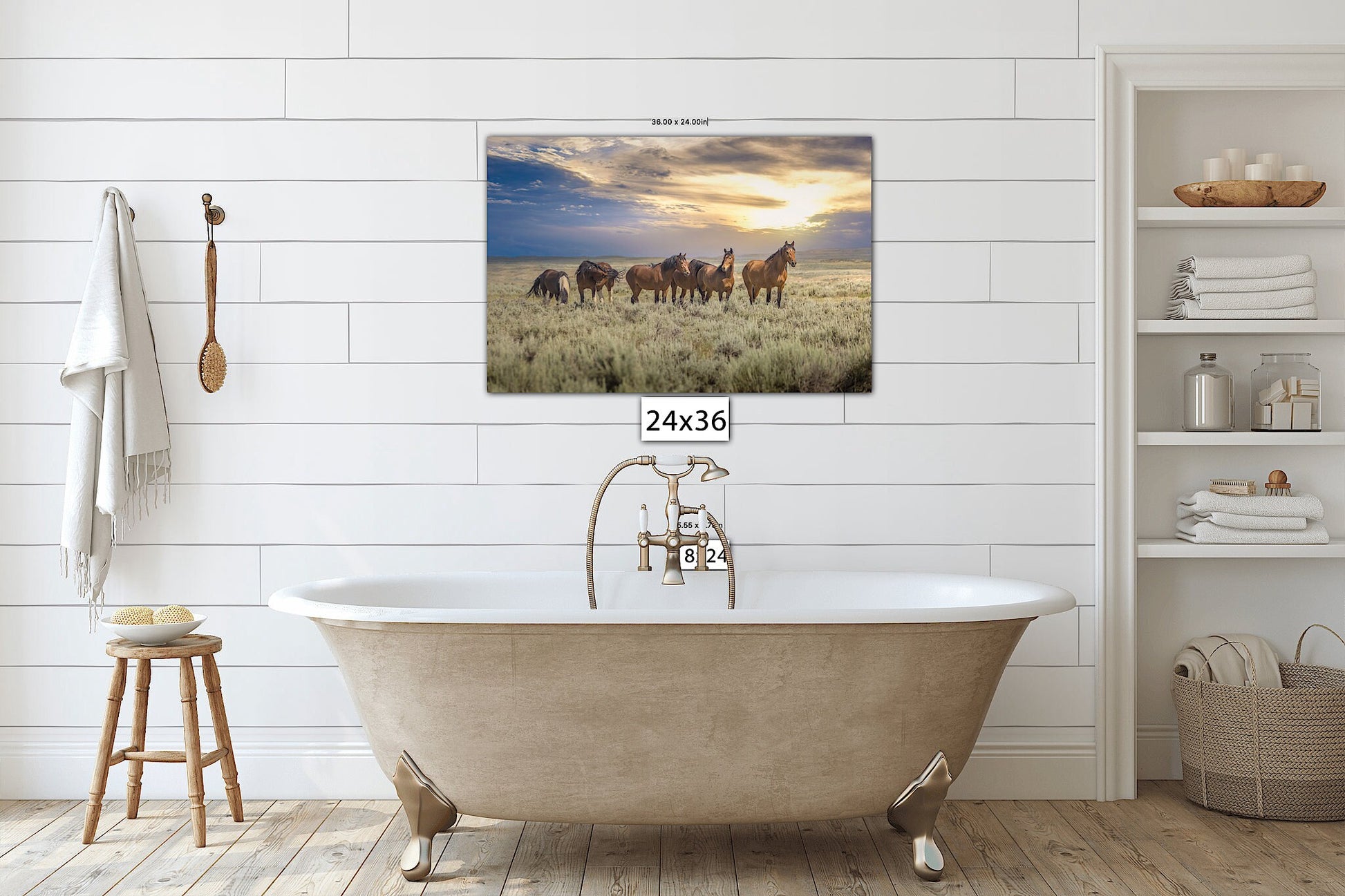 Wyoming Wild Horses Acrylic or Metal Photo Print, Yellowstone National Park Wildlife Photography, Large Wall Art Decor, Horse Lover Gift