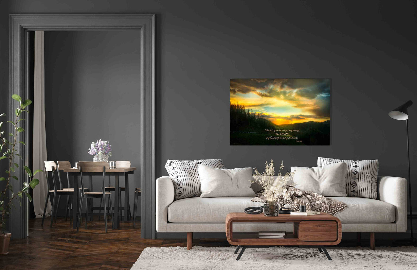 Psalm 18:28 Christian Inspirational Wall Art, Monarch Pass Scripture Canvas, God Lightens My Darkness, Colorado Sunset Photography, Custom