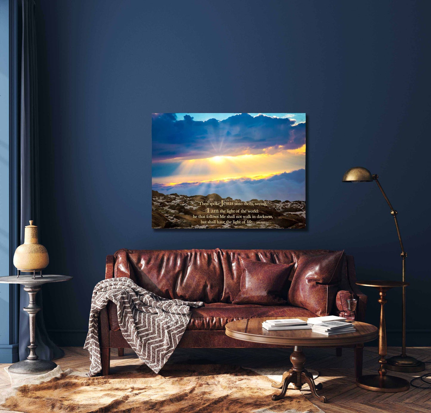 John 8-12 Scripture Wall Art, Christian Inspirational Canvas, I am the Light, Colorado Landscape Photography Print, Mountain Sunrise