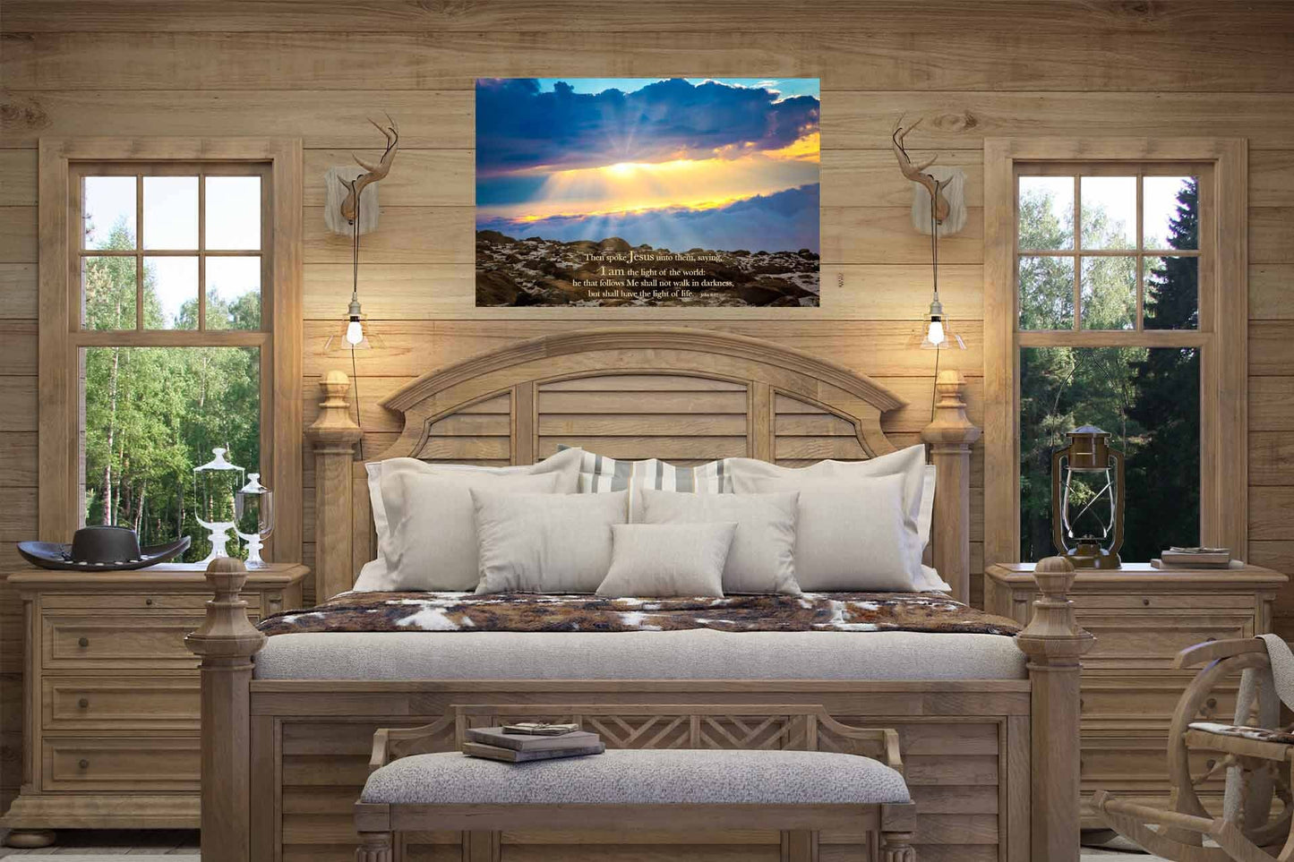 John 8-12 Scripture Wall Art, Christian Inspirational Canvas, I am the Light, Colorado Landscape Photography Print, Mountain Sunrise