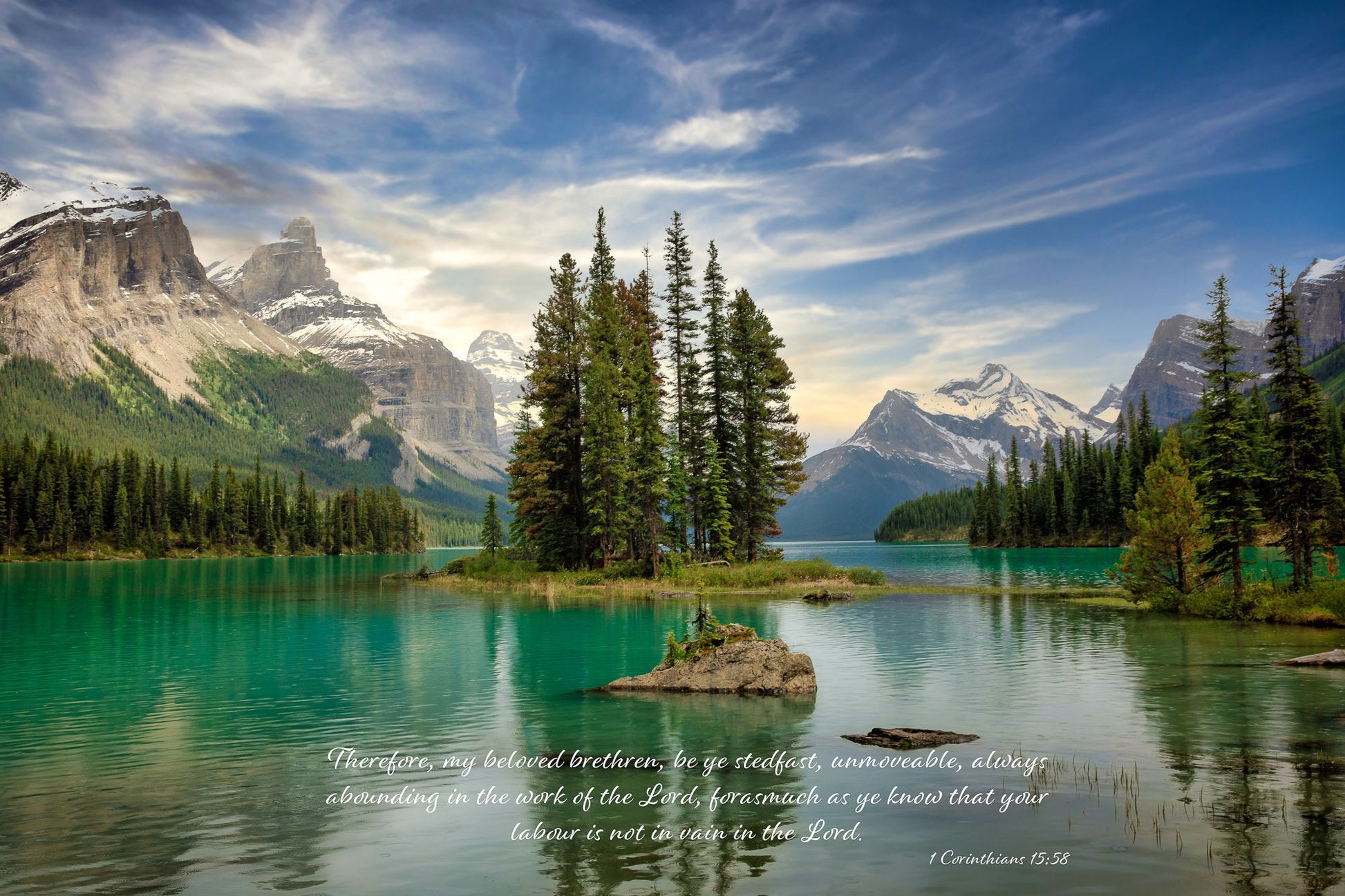 1 Corinthians 15:58 Bible Verse Photo Canvas, Christian Scripture, Inspirational Wall Art, Canadian Rockies, Be Steadfast in the Lord