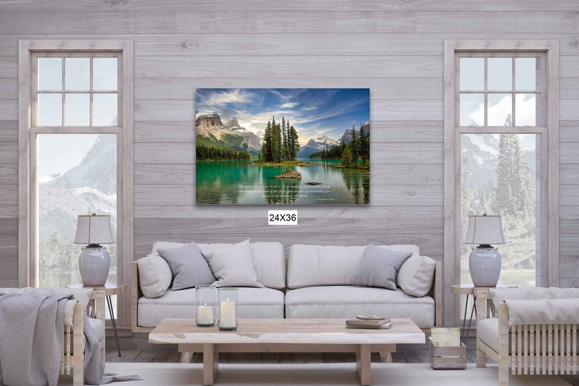 1 Corinthians 15:58 Bible Verse Photo Canvas, Christian Scripture, Inspirational Wall Art, Canadian Rockies, Be Steadfast in the Lord