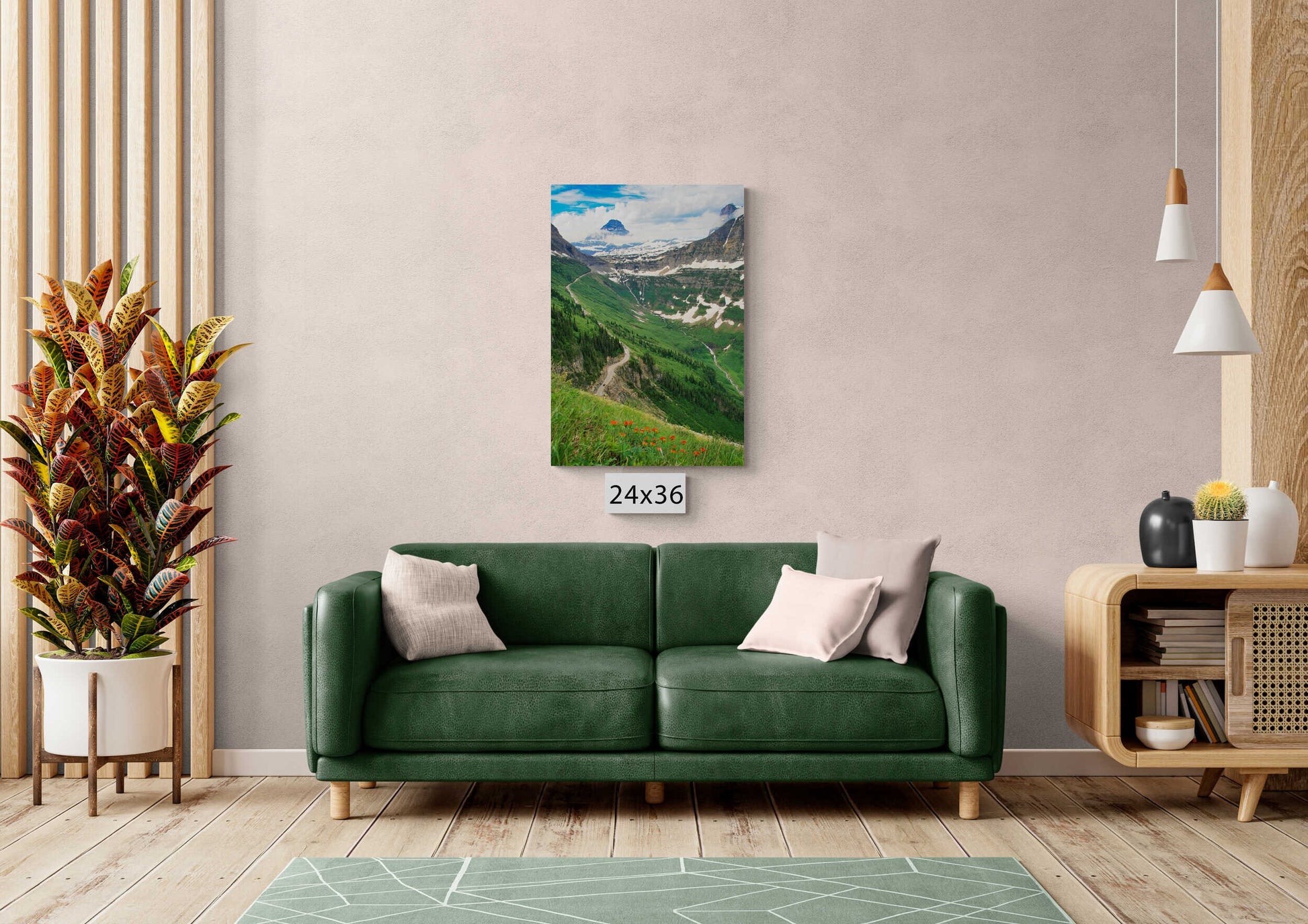 Highline Trail Glacier National Park, Going to the Sun Road, Montana Mountain Landscape, Logan Pass, Vertical Canvas Wall Art Print for Home