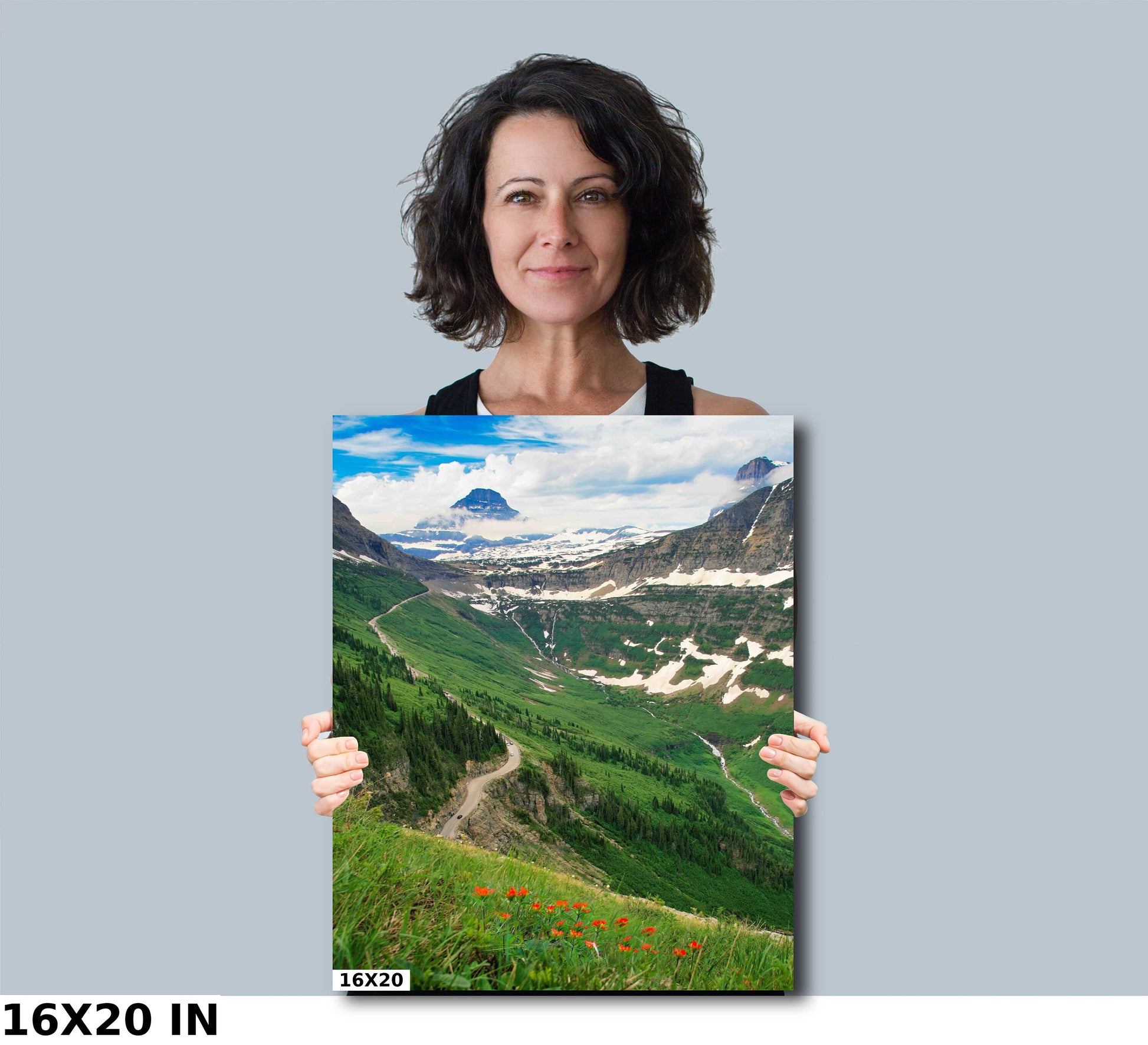 Highline Trail Glacier National Park, Going to the Sun Road, Montana Mountain Landscape, Logan Pass, Vertical Canvas Wall Art Print for Home