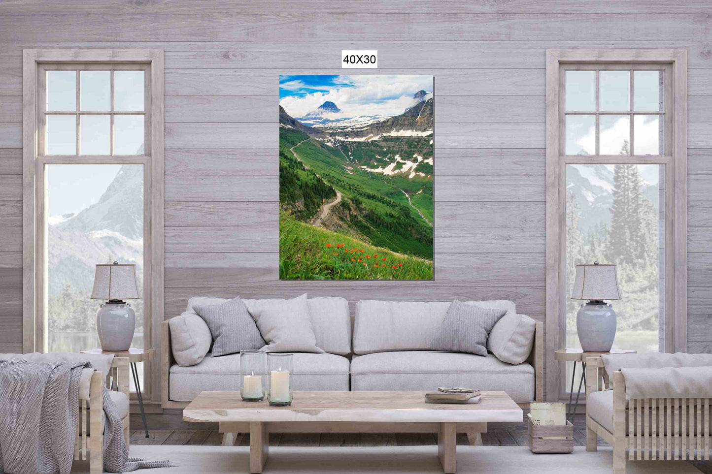 Highline Trail Glacier National Park, Going to the Sun Road, Montana Mountain Landscape, Logan Pass, Vertical Canvas Wall Art Print for Home