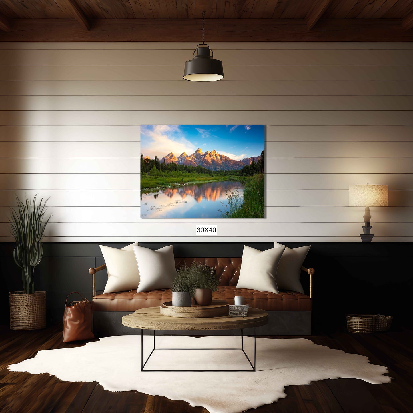 Grand Teton Sunrise Photo Canvas, Schwabacher Landing, National Park Landscape, Mountain River Reflection, Wyoming Large Wall Art Prints