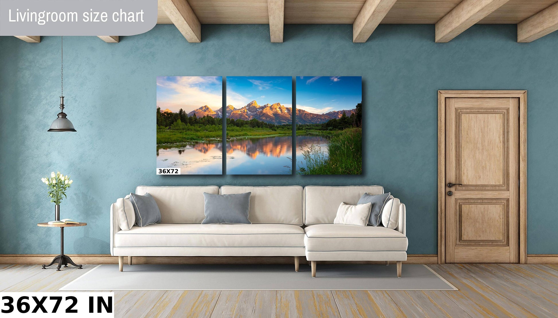 Grand Teton Sunrise Photo Canvas, Schwabacher Landing, National Park Landscape, Mountain River Reflection, Wyoming Large Wall Art Prints